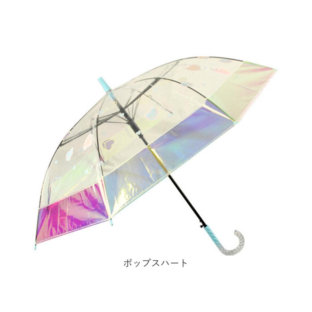 ビニール傘 子供 通販 傘 オーロラ ジャンプ傘 長傘 雨傘 オーロラビニール傘 かさ カサ 通学 レディース 女の子 女子 こども子供 キッズ 小学生 小学校 中学生 中学校 かわいい おしゃれ 可愛い オシャレ 切り替え 配色 アテイン 子ども傘 グミベアー 長傘55cm