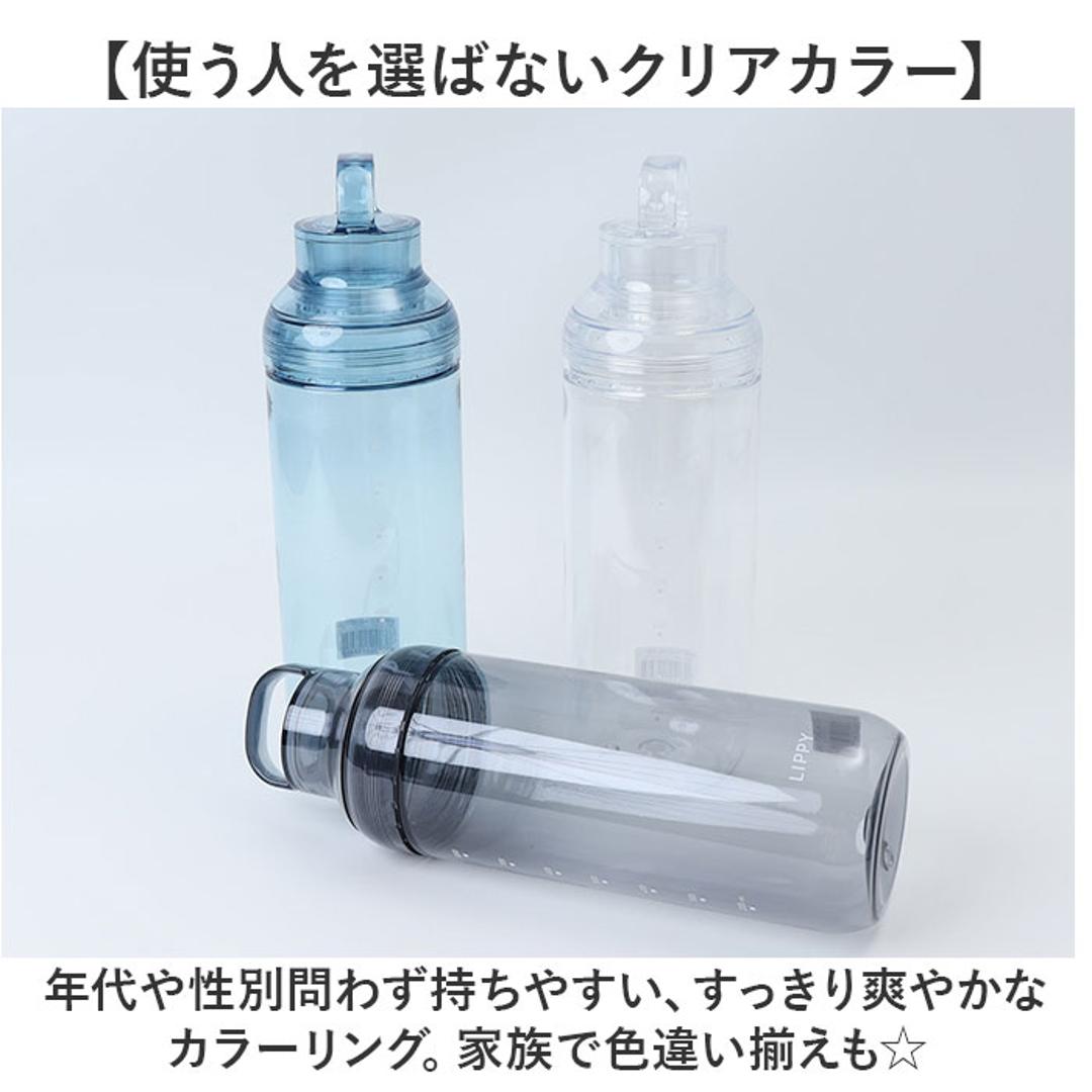 LIPPY ウォーターボトル 1L 通販 日本製 水筒 1000ml 1リットル マグボトル 直飲み水筒 クリアボトル 軽量 軽い 飲み口広い 洗いやすい 広口 手が入る tritan トライタン 通学 通勤 スポーツ ジム ヨガ サウナ 取っ手付き 大人用水筒 ブルー ・