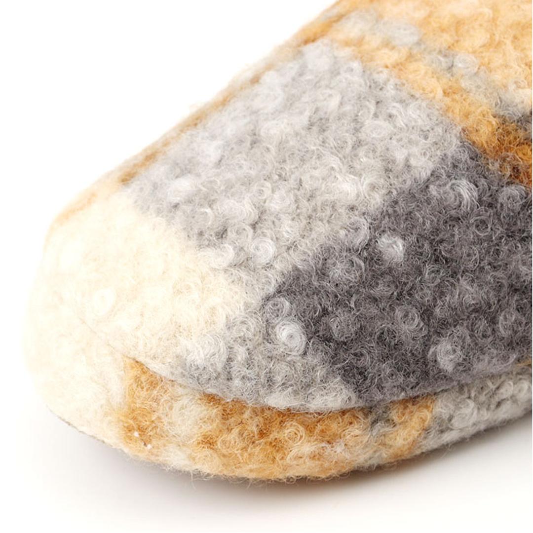 カルム スリッパ CALME 通販 ルームシューズ ルームスリッパ ルームサンダル 室内履き 部屋履き 室内スリッパ 前詰まりスリッパ プードルボアチェックスリッパ 室内用 来客用 冬 もこもこ レディース ボア ふわふわ おしゃれ チェック かわいい オレンジ ・