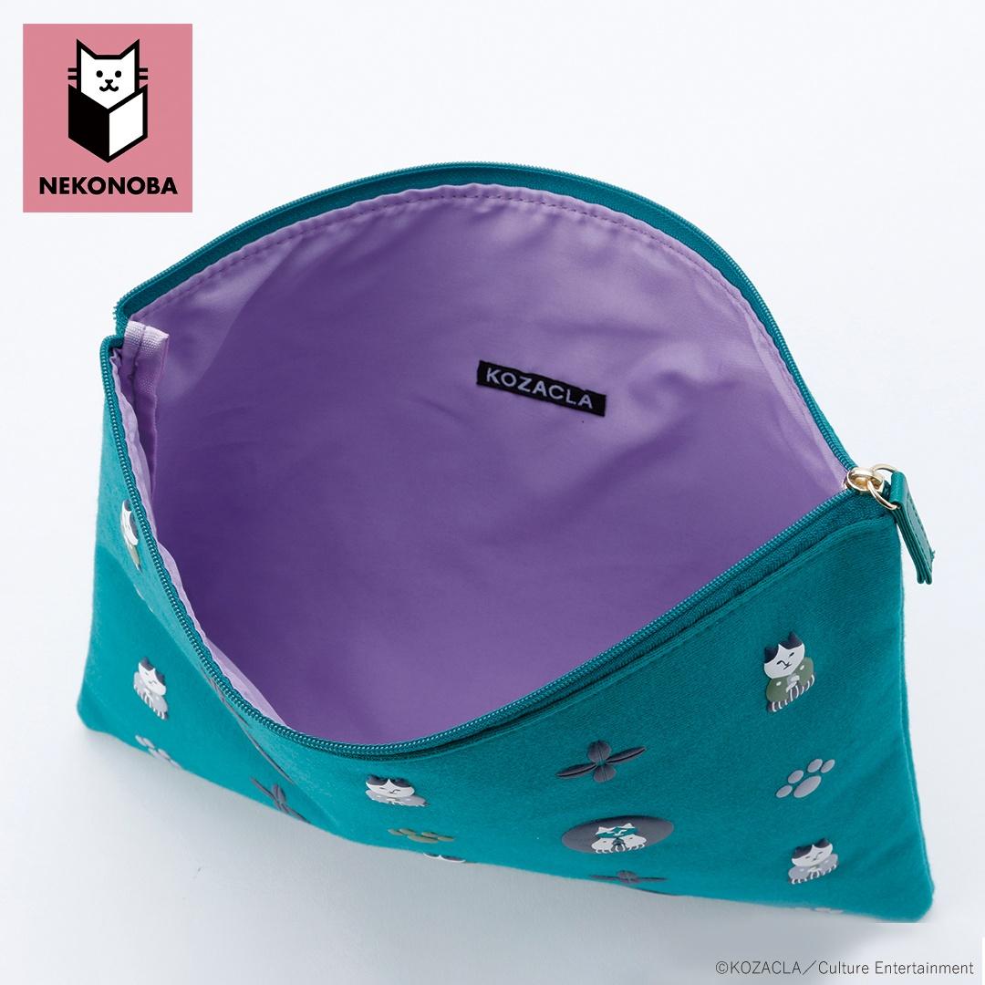 NEKONOBA グッズ 通販 ネコノバ ポーチ 小さめ フラットポーチ 化粧ポーチ 小物入れ コスメポーチ 薄型 薄い ファスナー 猫 ねこ ネコ 猫グッズ 肉球 ぷくぷく かわいい おしゃれ 可愛い オシャレ レディースバッグ NYASA ・