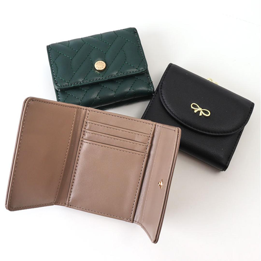 がま口財布 通販 JOUET ジョエット 財布 さいふ 合成皮革 ミニ財布 小銭入れ カード入れ コンパクト 小さい財布 ミニウォレット 女性 レディース おしゃれ かわいい シンプル お札入れ 折りたたみ財布 ギフト 贈り物 リボンブラック ・