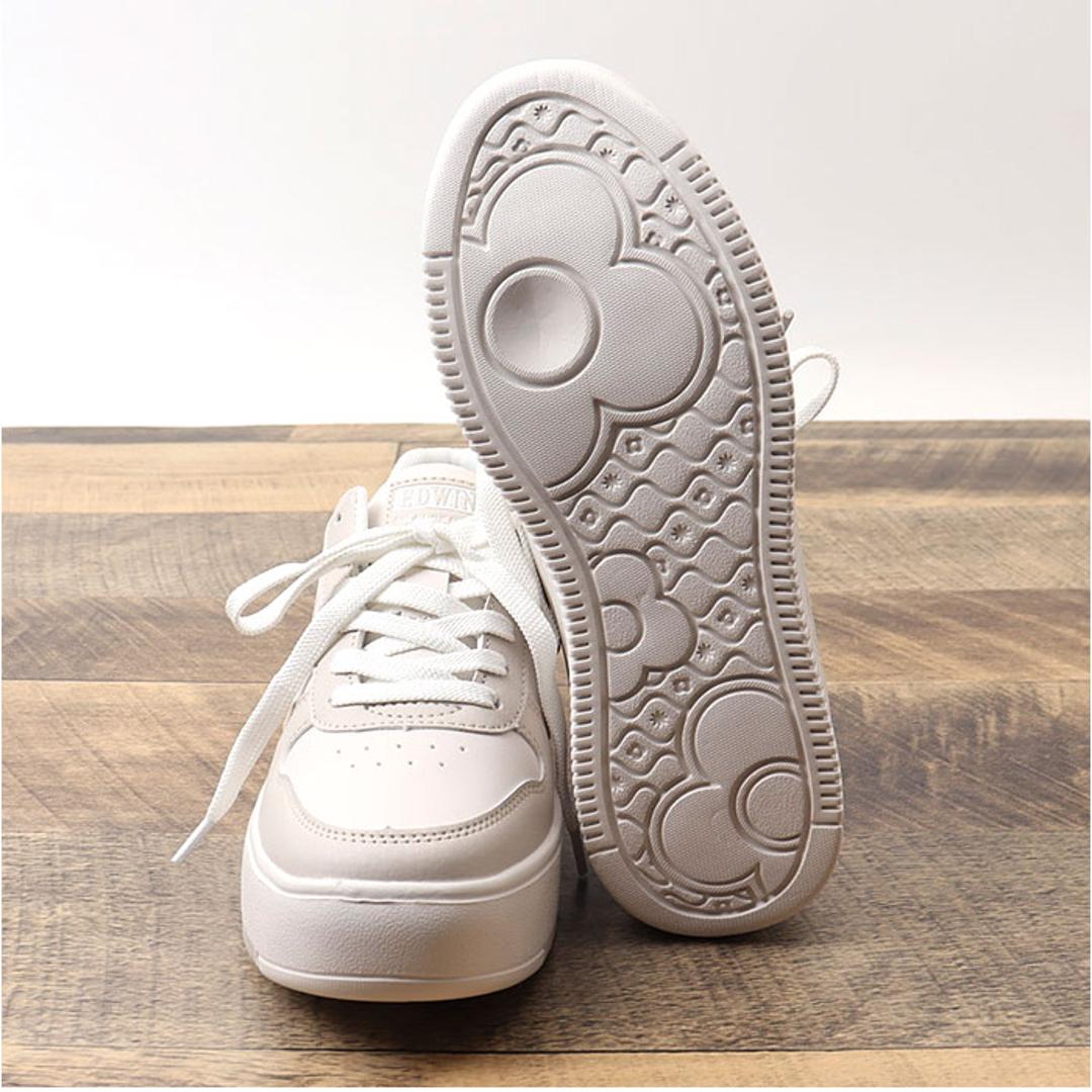 EDWIN スニーカー EDW4324 エドウィン 通販 レディース ローカットスニーカー 軽量 厚底スニーカー 歩きやすい シューズ 靴 くつ クツ カジュアルシューズ おしゃれ かわいい シンプル 女子 高校生 中学生 女性 婦人靴 大人 可愛い 無地 WHITE 23cm