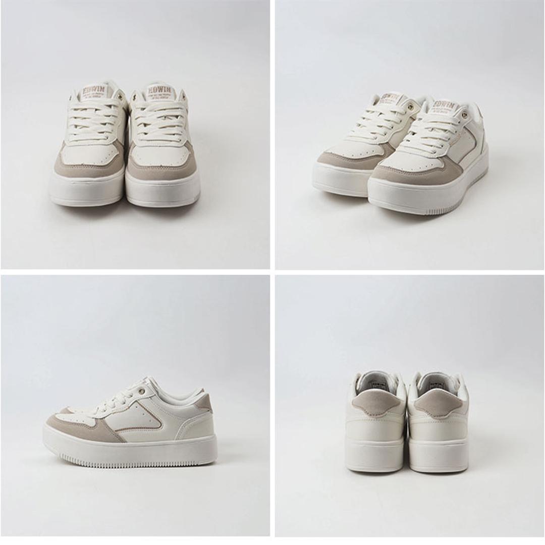 EDWIN スニーカー エドウィン EDW-4375 通販 靴 ローカットスニーカー 運動靴 レディース 軽量 軽い 厚底 カジュアル シンプル 仕事 通勤 通学 学校 中学生 高校生 女子 おしゃれ かわいい 歩きやすい レディース靴 WHITE 23cm