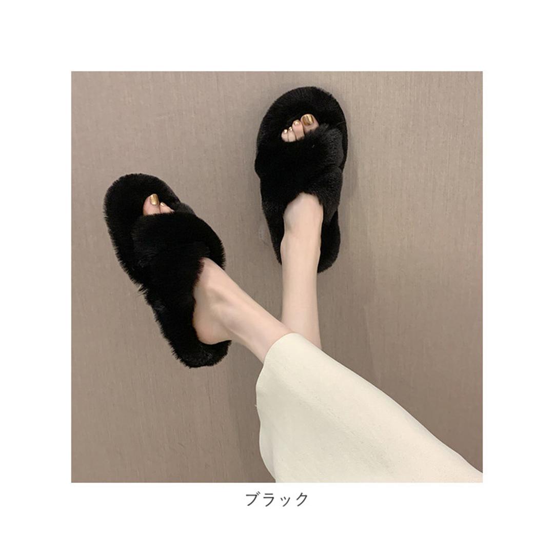 スリッパ おしゃれ 冬用 通販 ルームシューズ 冬 フェイク ファー レディース もこもこ あったか 大人 可愛い 暖かい かわいい 女の子 前開き 前あき 室内履き オシャレ 雑貨 インテリア イエロー 22.5CM(35)