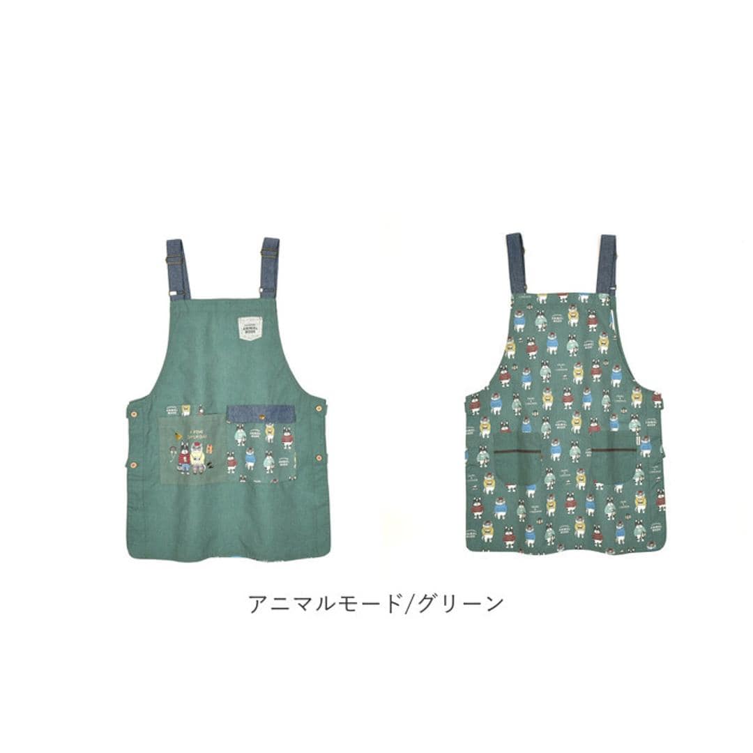 エプロン 保育士 通販 ワークエプロン クスグルジャパン ホームウェア ミセス ファッション レディース キッチン 台所 カフェ 大人 家事 誕生日 母の日 敬老の日 動物 アニマル 贈り物 ギフト おしゃれ かわいい アニマルモード/ベージュ ・