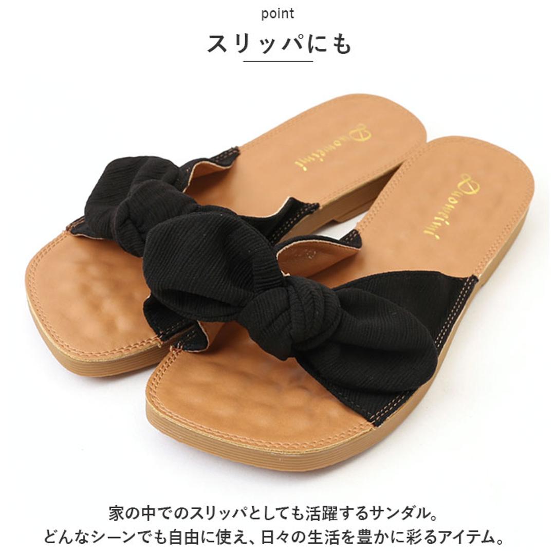 サンダル レディース ぺたんこ 通販 フラットサンダル フラット 歩きやすい つっかけ ローヒール ヒール 2cm 外履き スリッパ リボン おしゃれ シンプル 無地 大人 可愛い 夏 春夏 海 プール リゾート 靴 シューズ レディースシューズ レディース靴 グリーン 【即日発送】36(23cm)