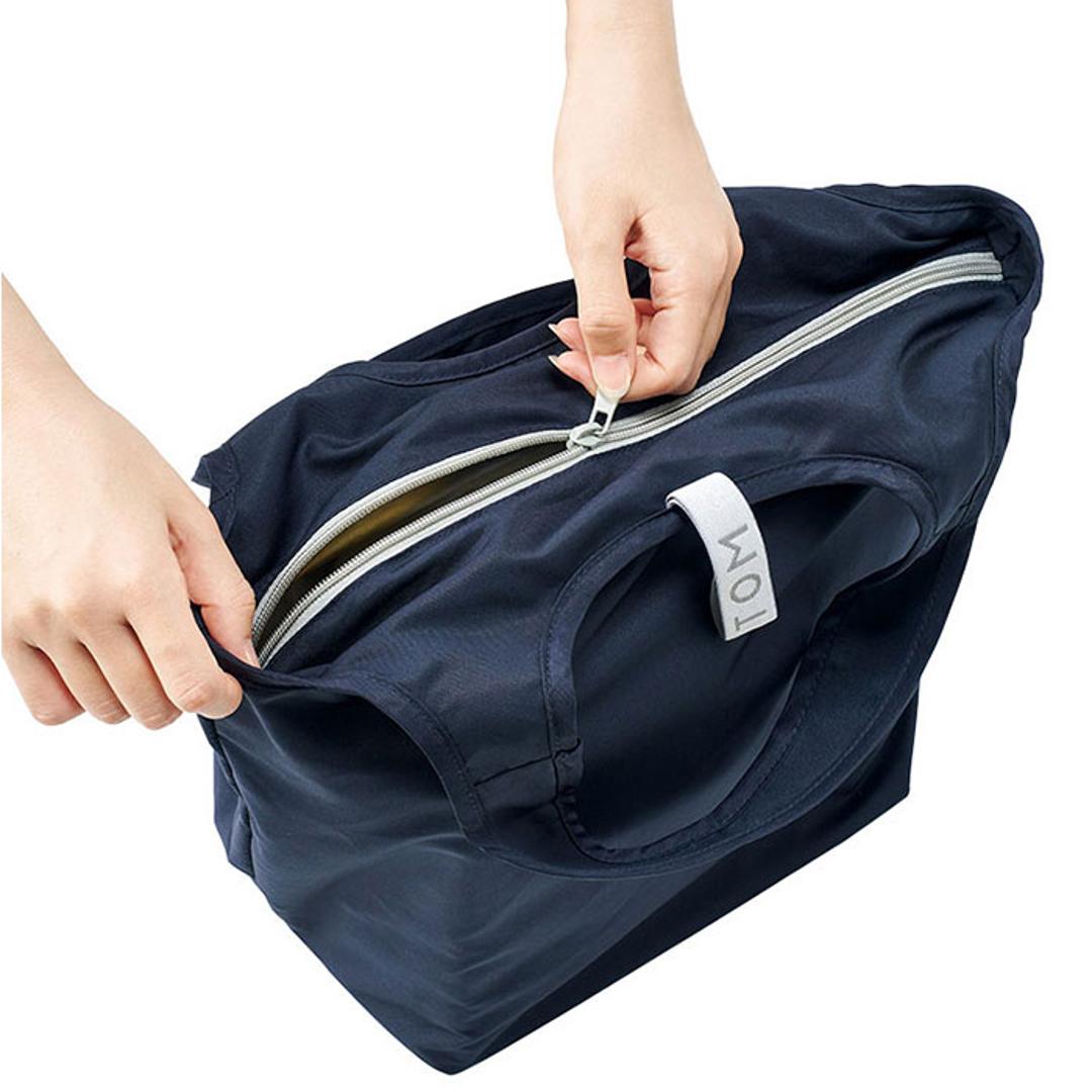 MOTTERU モッテル エコバッグ 折りたたみ 通販 エコバック コンパクト おりたたみ 折り畳み 買い物バッグ 買い物バック 入れやすい 出しやすい 使いやすい トート 手提げ クルリト 保冷バッグ 保冷バック 約13L 日常使い シンプル 無地 ネイビー ・