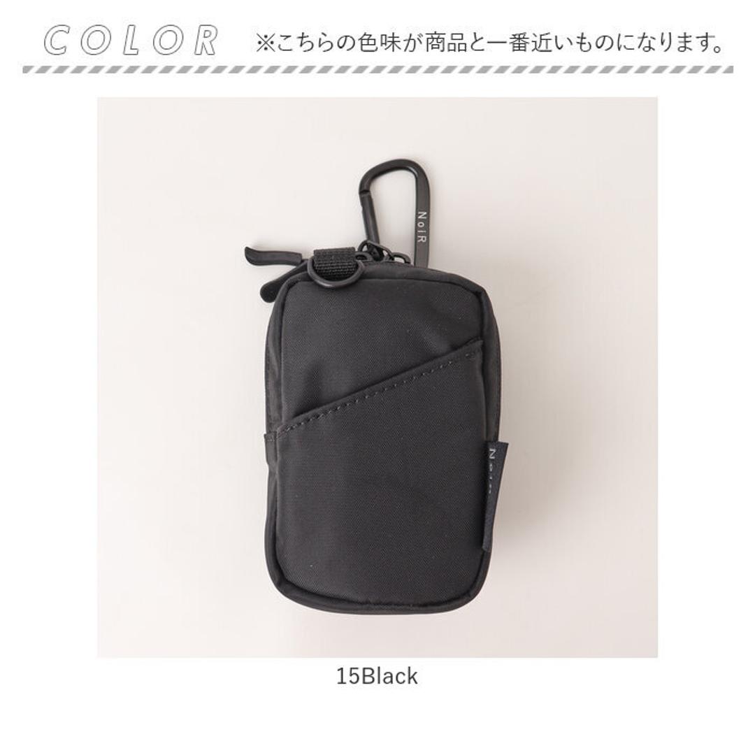 NoiR ノアール ポーチ N23009 通販 ミニポーチ カラビナ付きミニポーチ カラビナ付きポーチ 小物入れ 小物ポーチ シガレットケース メンズ 撥水 小さめ 通学 通勤 旅行 アウトドア 止水ファスナー おしゃれ シンプル ノワール メンズバッグ 15Black ・