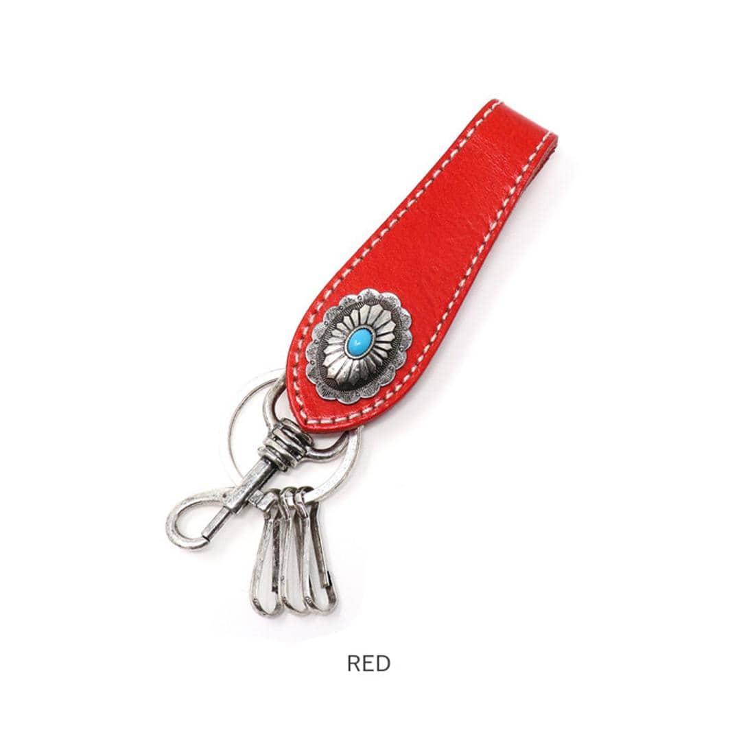 キーホルダー メンズ 通販 キーリング コンチョキーホルダー ベルトループ 牛革 革 本革 ココペリ コンチョ レディース キーアクセサリー フック 鍵 カギ おしゃれ かっこいい シンプル 飾りボタン レザー ギフト 贈り物 BLACK ・