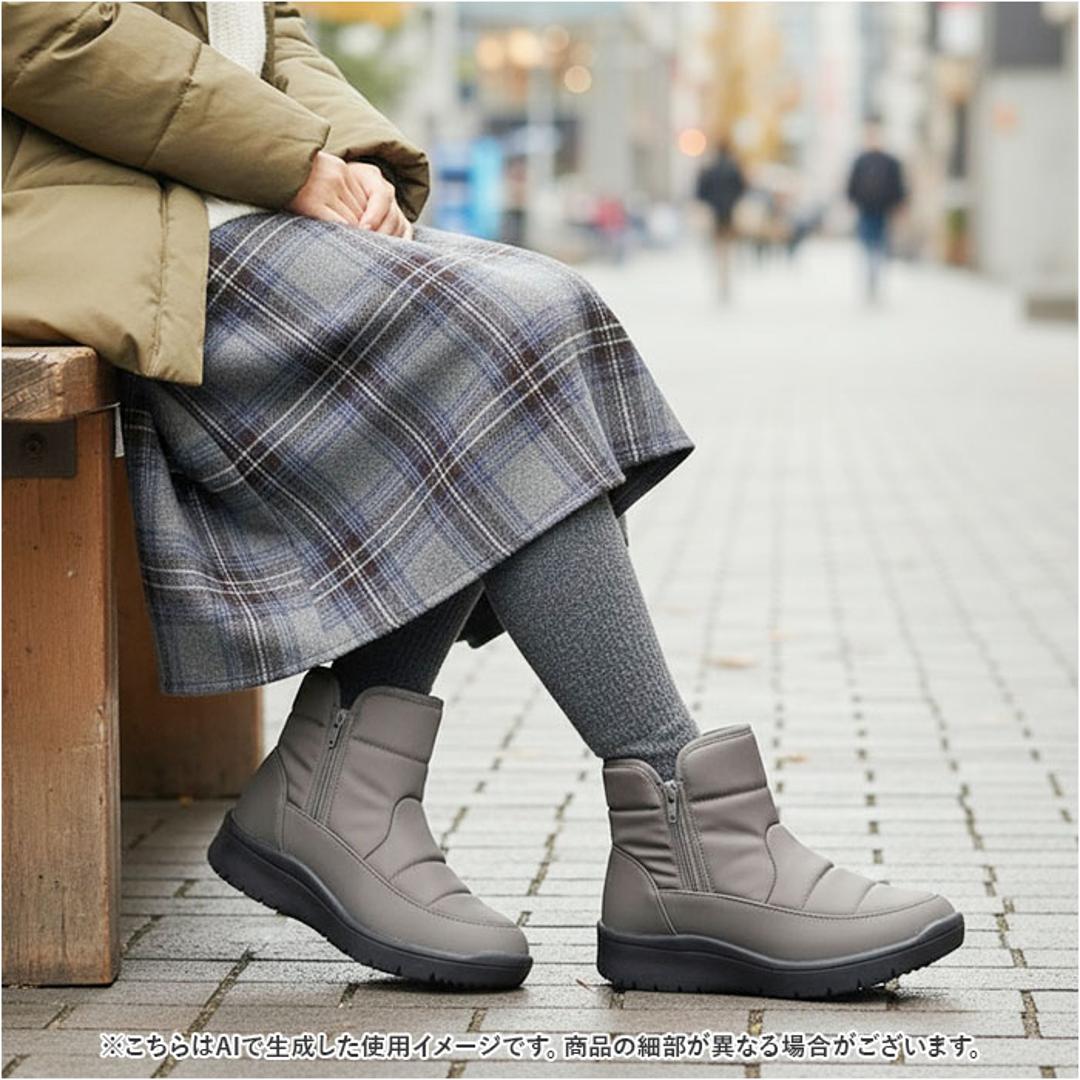 Pansy パンジー ブーツ レディース 通販 ショートブーツ レディースシューズ 靴 シューズ 婦人靴 ゆったり 幅広 ショート 防滑 滑りにくい あたたか あたたかい ボア付き ボア 脱ぎ履きラクラク 保温性 断熱性 女性用 レディース靴 ブラック 22.5cm