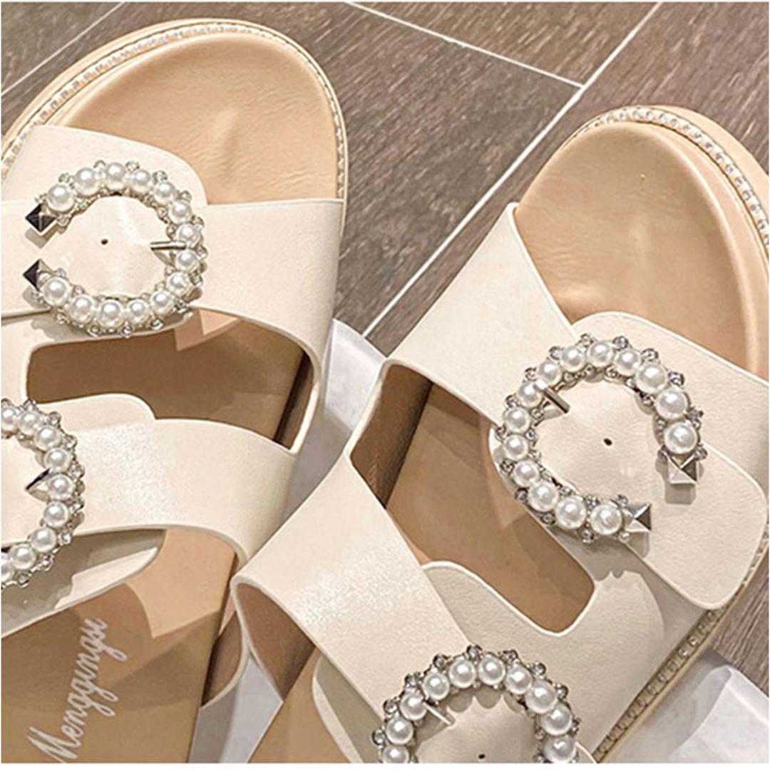 サンダル レディース かわいい 通販 フラットサンダル コンフォートサンダル スリッパ ルームシューズ 室内履き つっかけ ぺたんこ おしゃれ 靴 くつ クツ ビジュー キラキラ シューズ オフィスサンダル きれいめ カジュアル 大人 可愛い 婦人靴 オシャレ ブラック 【即日発送】35(22.5cm)