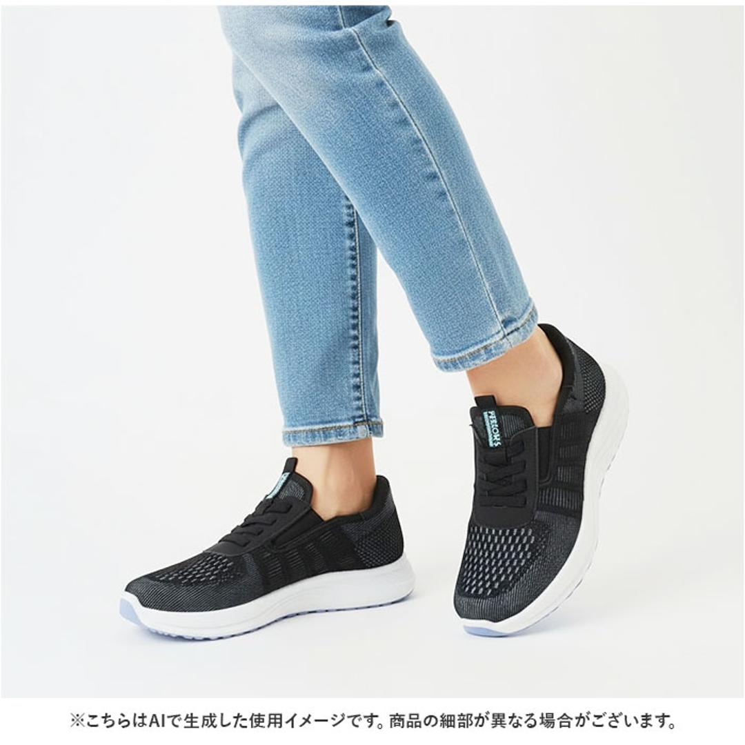 persons スニーカー 通販 パーソンズ スリッポン 履きやすい ニットスニーカー 運動靴 レディース 通気性 蒸れない メッシュ 靴 ハンズフリースリッポン 軽量 軽い ローカット シンプル カジュアル カジュアルスニーカー ウォーキング BLACK/PINK 22.5cm