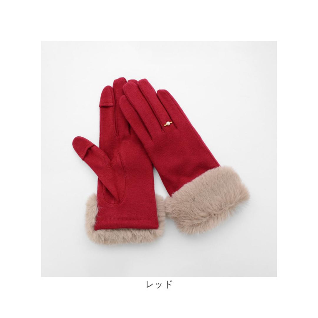 クロダ 手袋 レディース 通販 グローブ 手ぶくろ 暖かい かわいい スマートフォン対応 スマホ 対応 リングビジュー ジャージ 防寒 プレゼント ギフト 女性用 女子 KURODA RM65901L8 ファッション小物 ファッション雑貨 レディース手袋 ブラック 【即日発送】2122cm