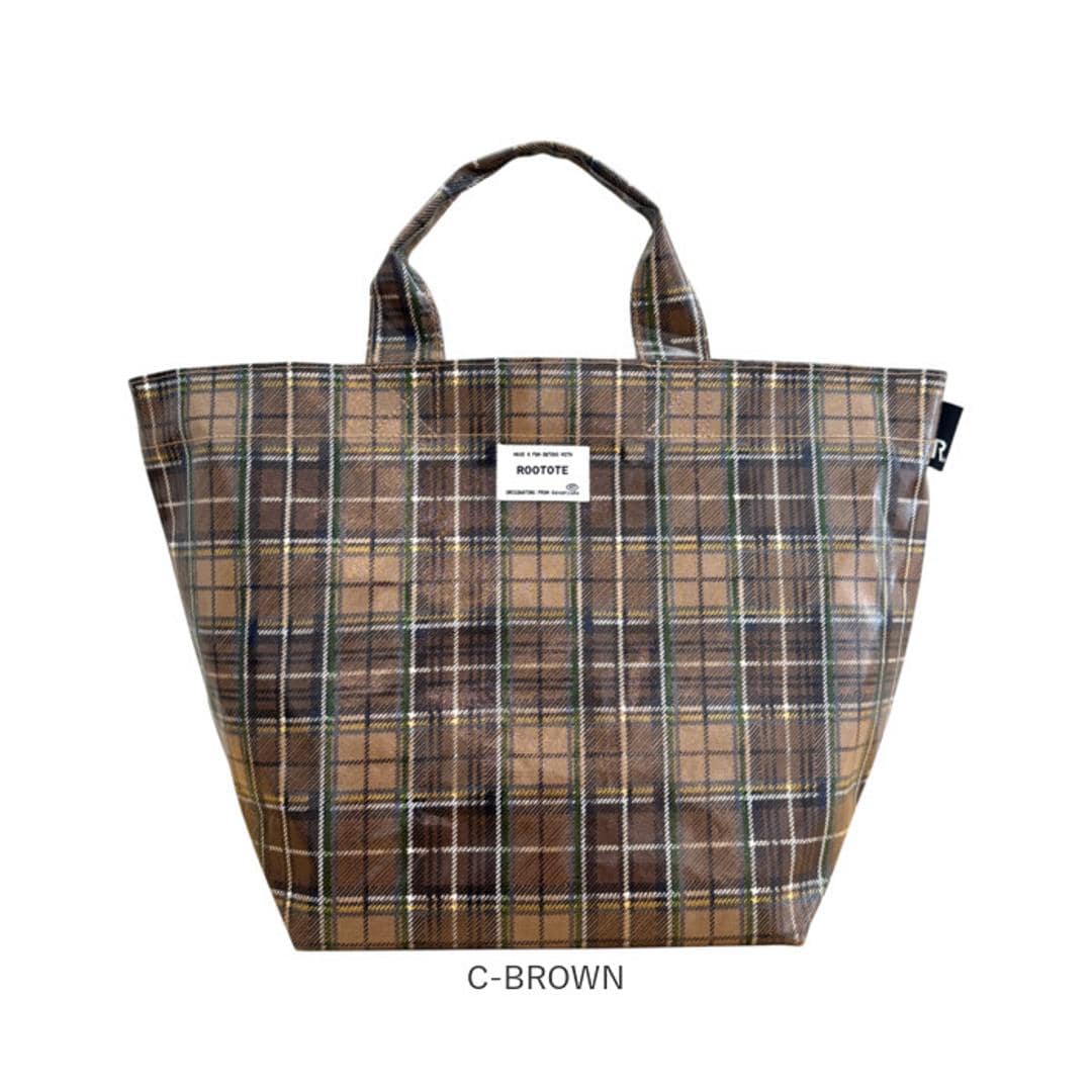 ルートート ラミネート ROOTOTE 3608 通販 トートバッグ トートバック 横型 舟形 ランチトートバッグ サブバッグ レディース 小さめ 通勤 通学 軽量 軽い 撥水 チェック柄 シンプル おしゃれ 大人 かわいい DELI レディースバッグ C-GREEN ・