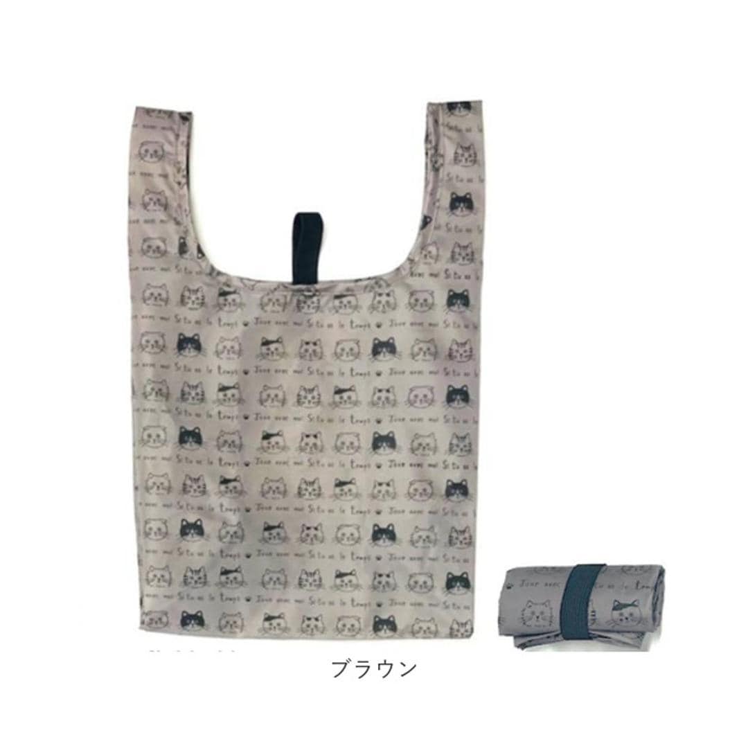 エコバッグ マイバッグ 通販 レディース タルティーヌ トートバッグ サブバッグ おしゃれ かわいい 手提げ トート コンビニバッグ コンパクト 折り畳み バッグ バック 軽量 軽い 大人 小さめ 猫 ねこ アニマル カジュアル シンプル エコ 折りたたみ ブルー ・
