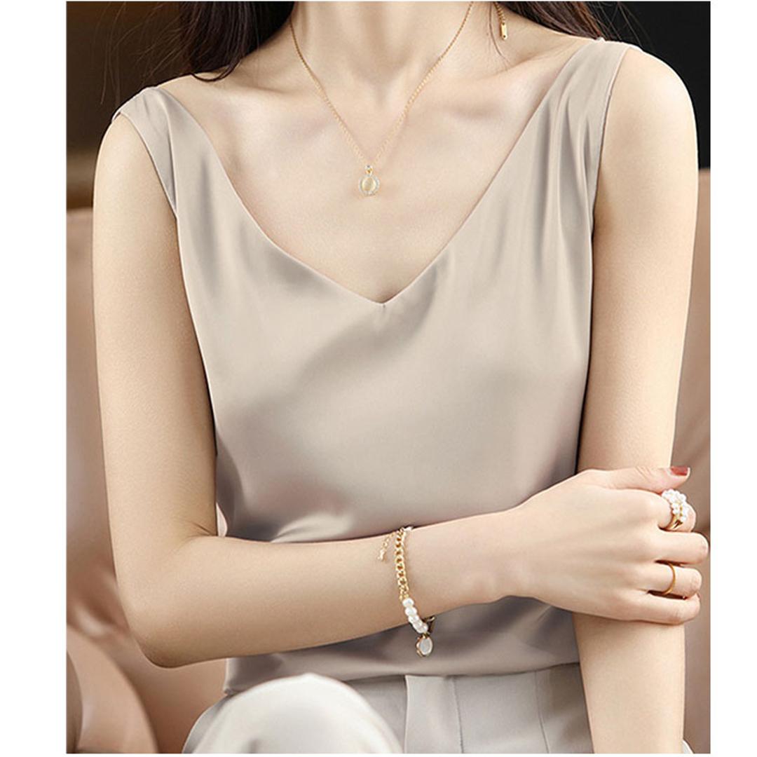 キャミソール カップなし 通販 キャミタンク サテンキャミ さらさら レディース トップス インナー 大人 かわいい きれいめ 上品 シンプル 無地 オフィスカジュアル おしゃれ 可愛い 女性 top-099 ダイヤモンドハーツ Diamond Hearts ホワイト Mサイズ