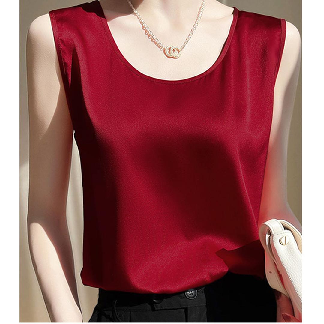 タンクトップ レディース ゆったり 通販 ノースリーブ さらさら ラウンドネック トップス インナー 大人 かわいい きれいめ 上品 シンプル 無地 オフィスカジュアル おしゃれ 可愛い 女性 top-102 ダイヤモンドハーツ Diamond Hearts ホワイト Mサイズ