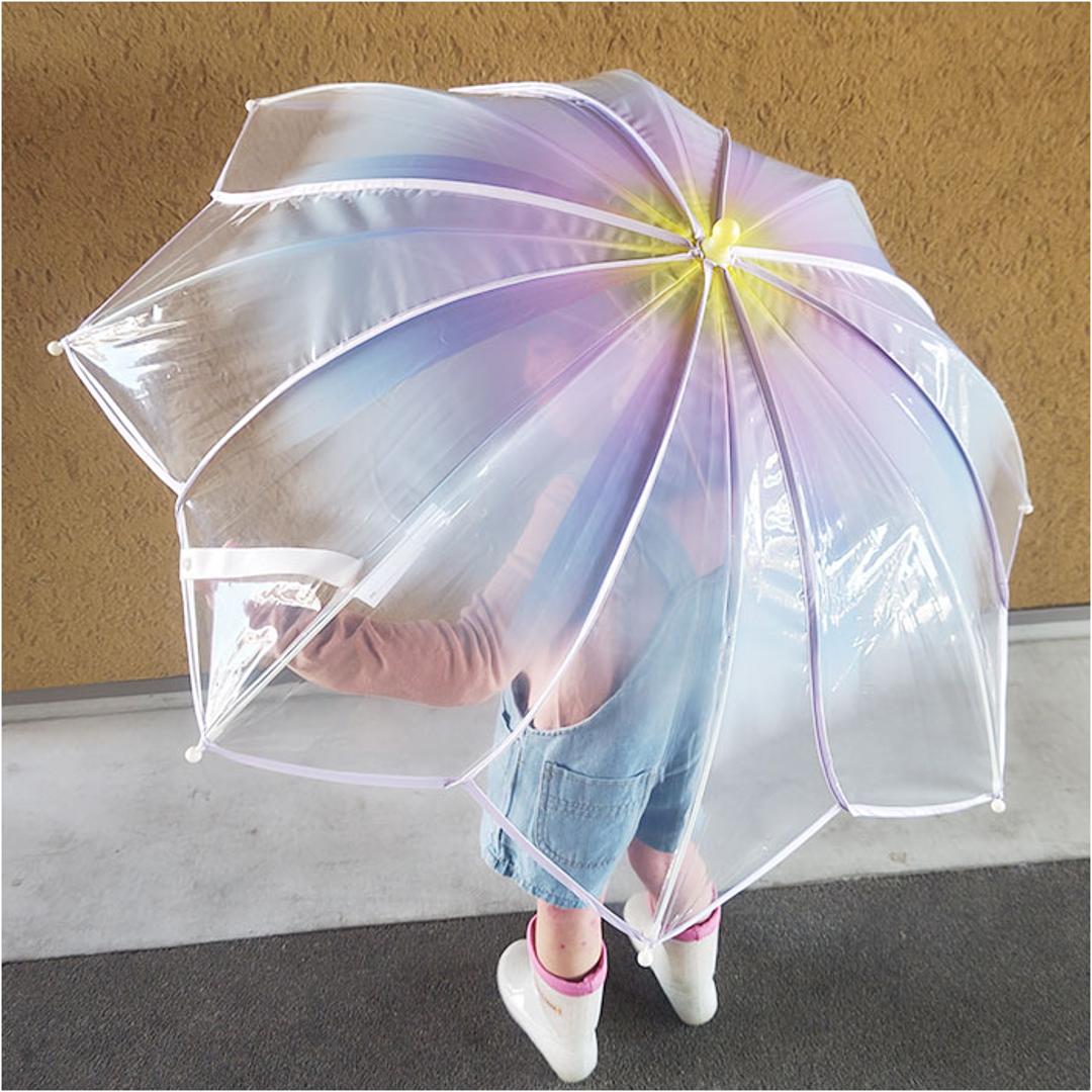 WPC. ワールドパーティ アンブレラ 50cm 通販 雨傘 長傘 ビニール傘 手開き 透明 グラデーション 安心 安全 開閉しやすい フラワーフェアリー 男の子 女の子 ガールズ おしゃれ 可愛い 男女兼用 かわいい ギフト 贈り物 ピンク ・