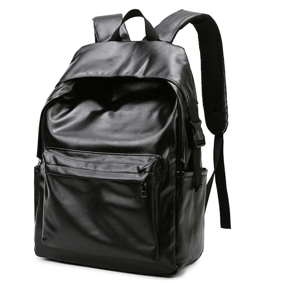 リュック 大容量 通学 通販 リュックサック デイパック ナップザック バックパック 耐摩耗性 やわらかい 柔らかい ジッパー PUレザー 無地 ユニセックス メンズ レディース シンプル 旅行 通勤 おしゃれ ブラック ・