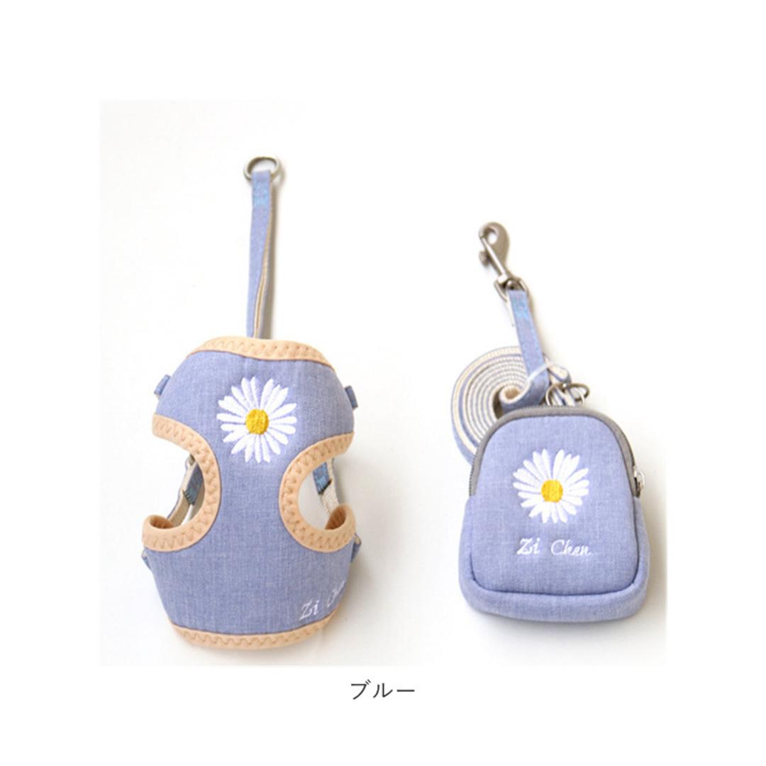 犬ハーネスリードセット 通販 ハーネス ウェアハーネス 犬 犬用 胴輪 リード 簡単着脱 引っ張り防止 猫 ネコ 小型犬 中型犬 お散歩 お出かけ ポーチ付 3点セット かわいい お散歩グッズ 犬具 ペット用品 ピンク 【即日発送】Sサイズ