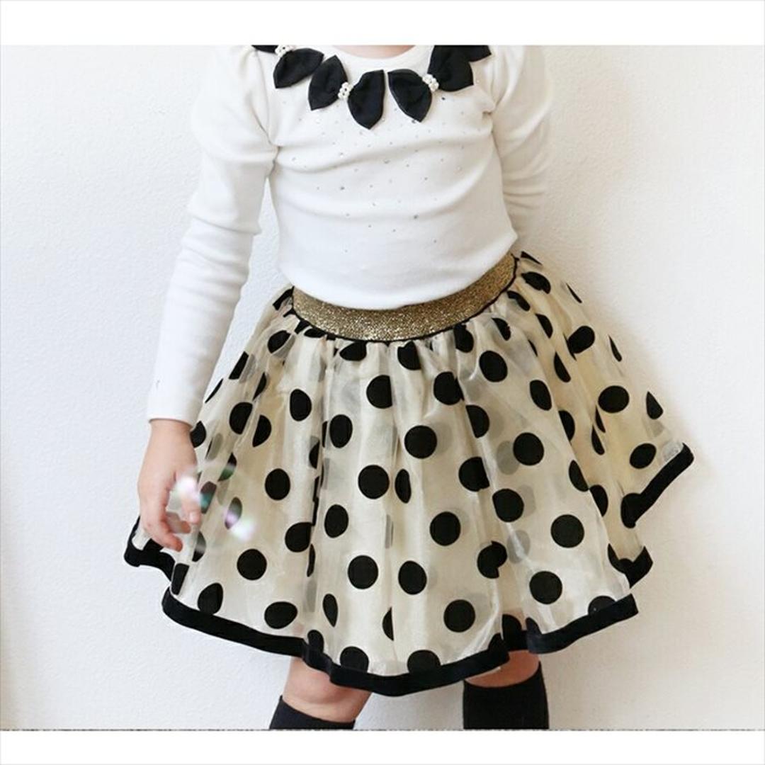 Rora スカート キッズ 女の子 通販 チュールスカート 10006023 ギャザースカート チュチュ 発表会 結婚式 卒園式 入学式 ドット 水玉 ウエストゴム ガーリー かわいい オシャレ 可愛い おしゃれ ボトムス 子ども服 子供服 キッズファッション BLACK 100cm