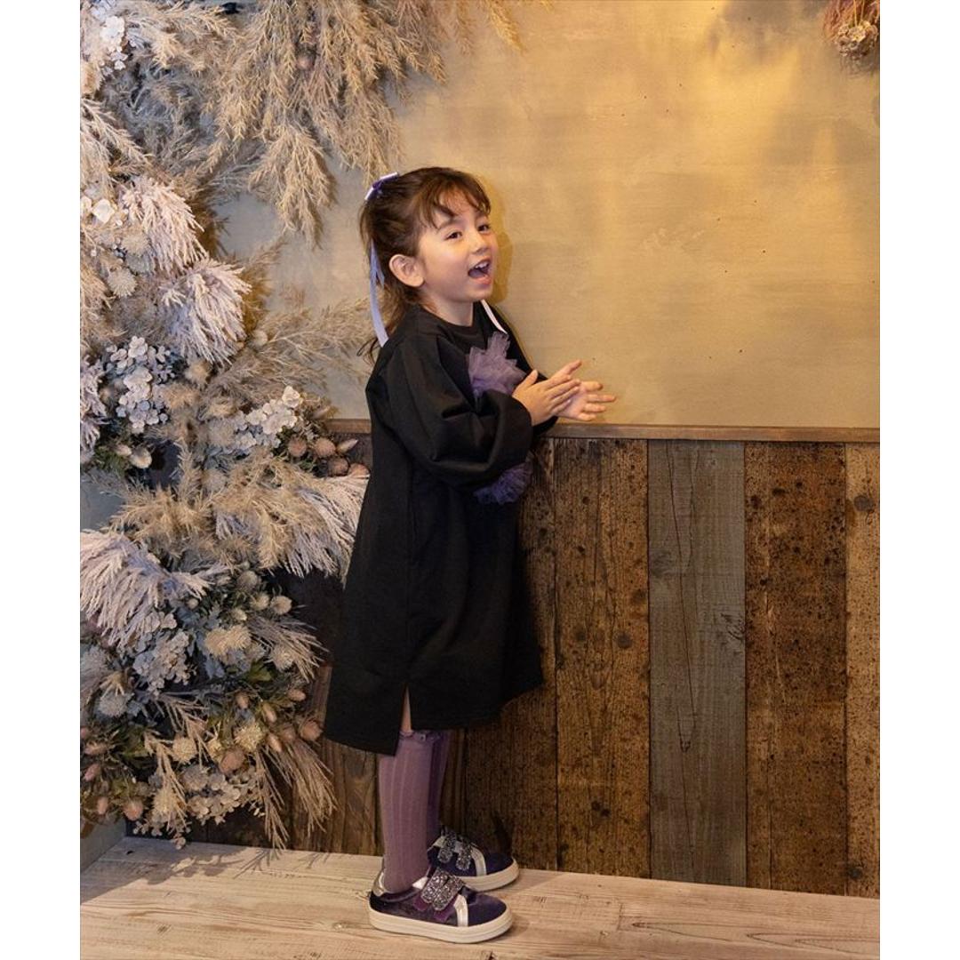 Rora ワンピース 通販 ムラサキ ハートワンピース 子供服 キッズワンピース 長袖 カジュアル ハート レース 女の子 キッズ 子供 こども 子ども お出かけ フォーマル おしゃれ かわいい オシャレ 可愛い オールインワン 子ども服 キッズファッション ブラック 110cm