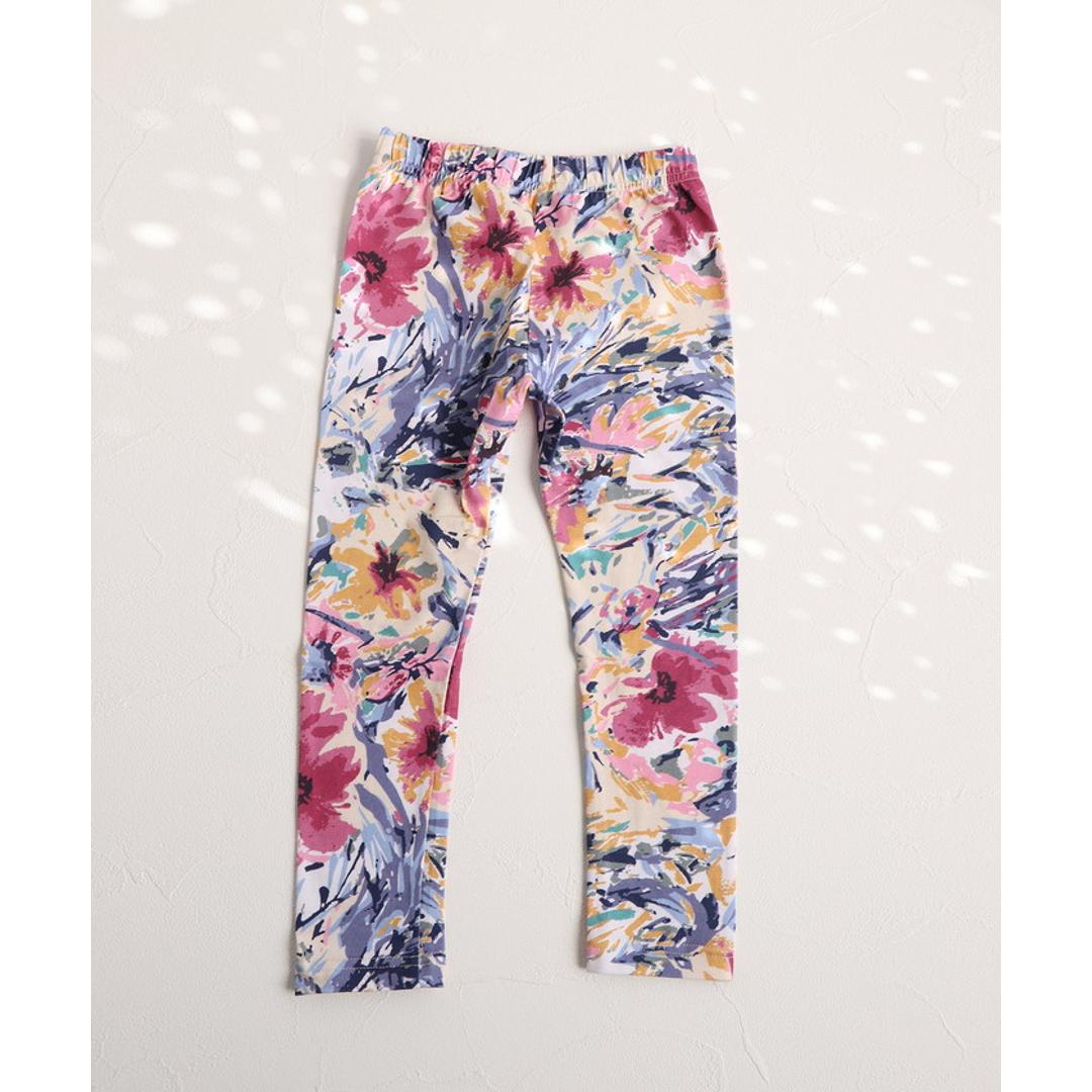 Rora 子供服 レギンス 通販 アザレア スパッツ パンツ ズボン 花柄 女の子 女子 子供 こども 子ども 10分丈 十分丈 通園 通学 幼稚園 かわいい おしゃれ カジュアル 春 夏 秋 冬 動きやすい ボトムス 子ども服 レッグウェア キッズファッション 花柄.パープル 110cm