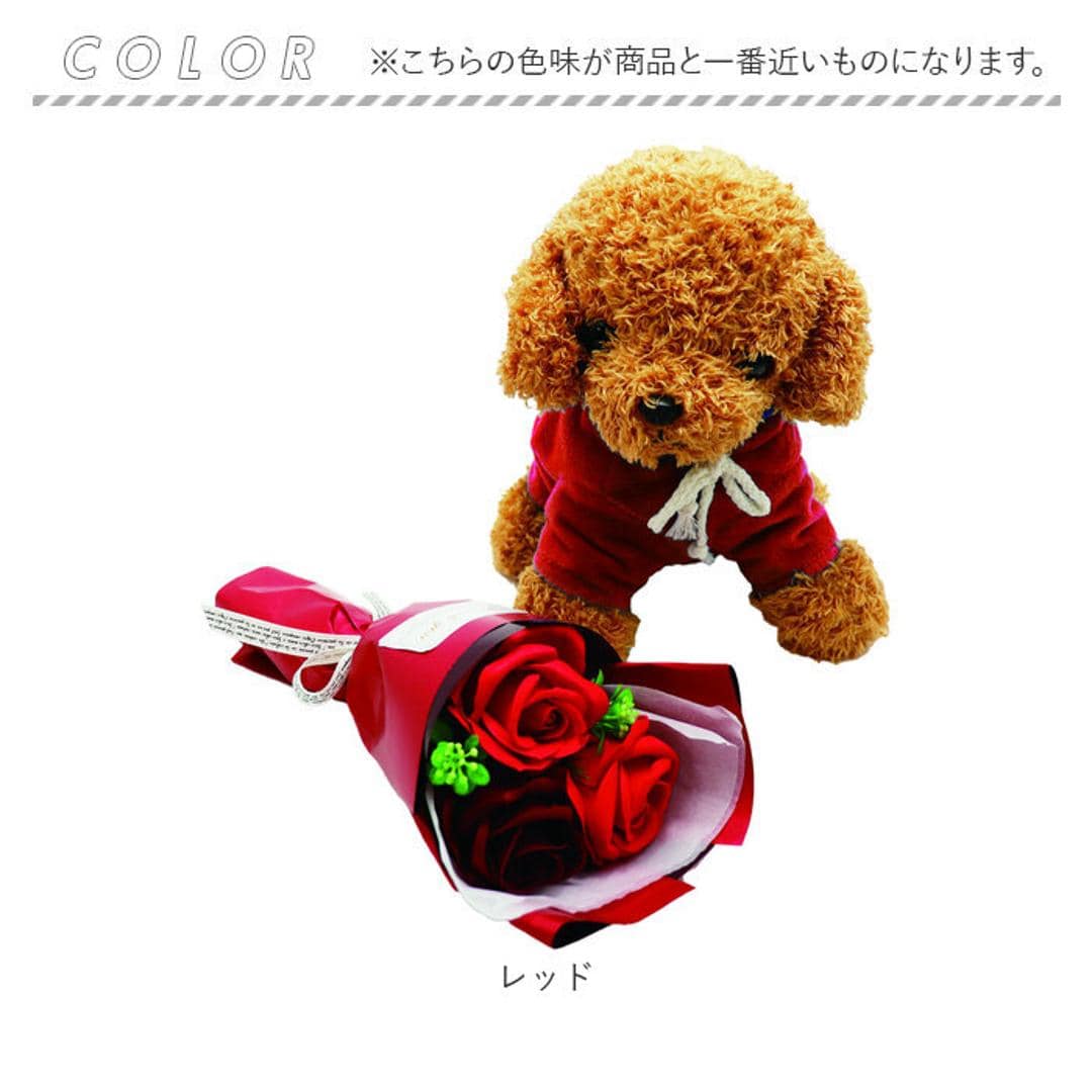 ソープフラワー ぬいぐるみ 花束 通販 犬 ソープフラワーギフト フラワーソープ フラワーソープブーケ シャボンフラワー フレグランスフラワー ブーケ ギフト ボックス AM26TP ソープ フラワー 母の日 ギフト 結婚祝い フェイクフラワー 造花 観葉植物 レッド ・