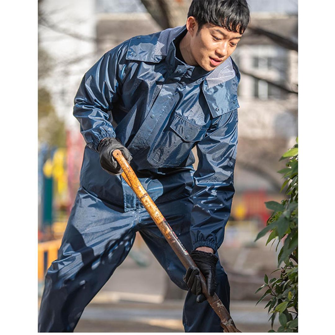 Makku マック レインスーツ AS-5050 通販 レインコート 雨具 レインウェア レインウエア 雨合羽 合羽 カッパ レインパンツ レインジャケット 上下 セット 無地 シンプル メンズ レディース 男女兼用 ユニセックス 通勤用 通学用 登山 ゴルフ ネイビー Mサイズ