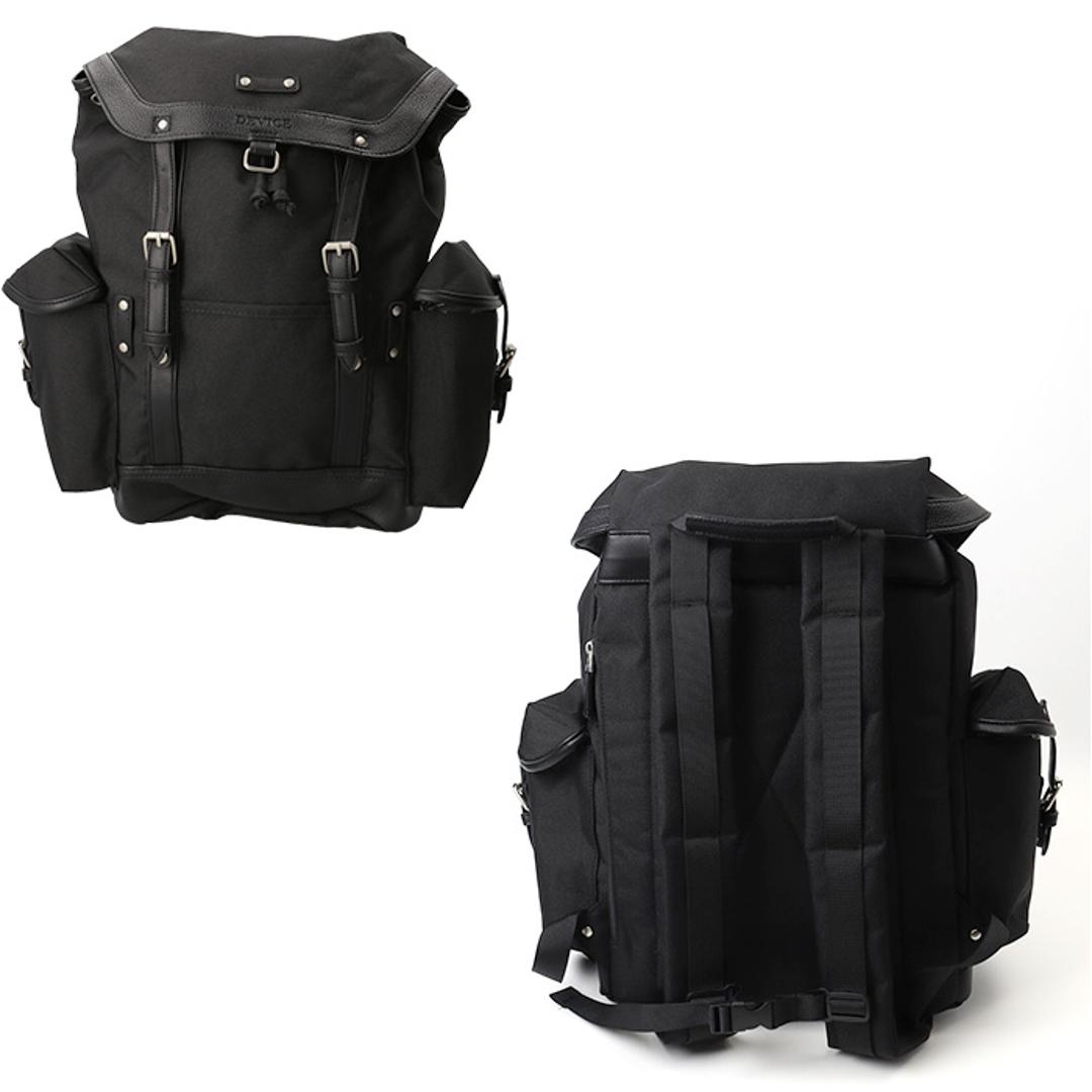 DEVICE リュック デバイス DRN25089 通販 リュックサック バックパック デイパック メンズ A4 撥水 通学 通勤 旅行 アウトドア 背面ファスナー 直結 PC収納 男子 高校生 大容量 シンプル 大人 男性 自転車 バイク メンズバッグ ブラック ・