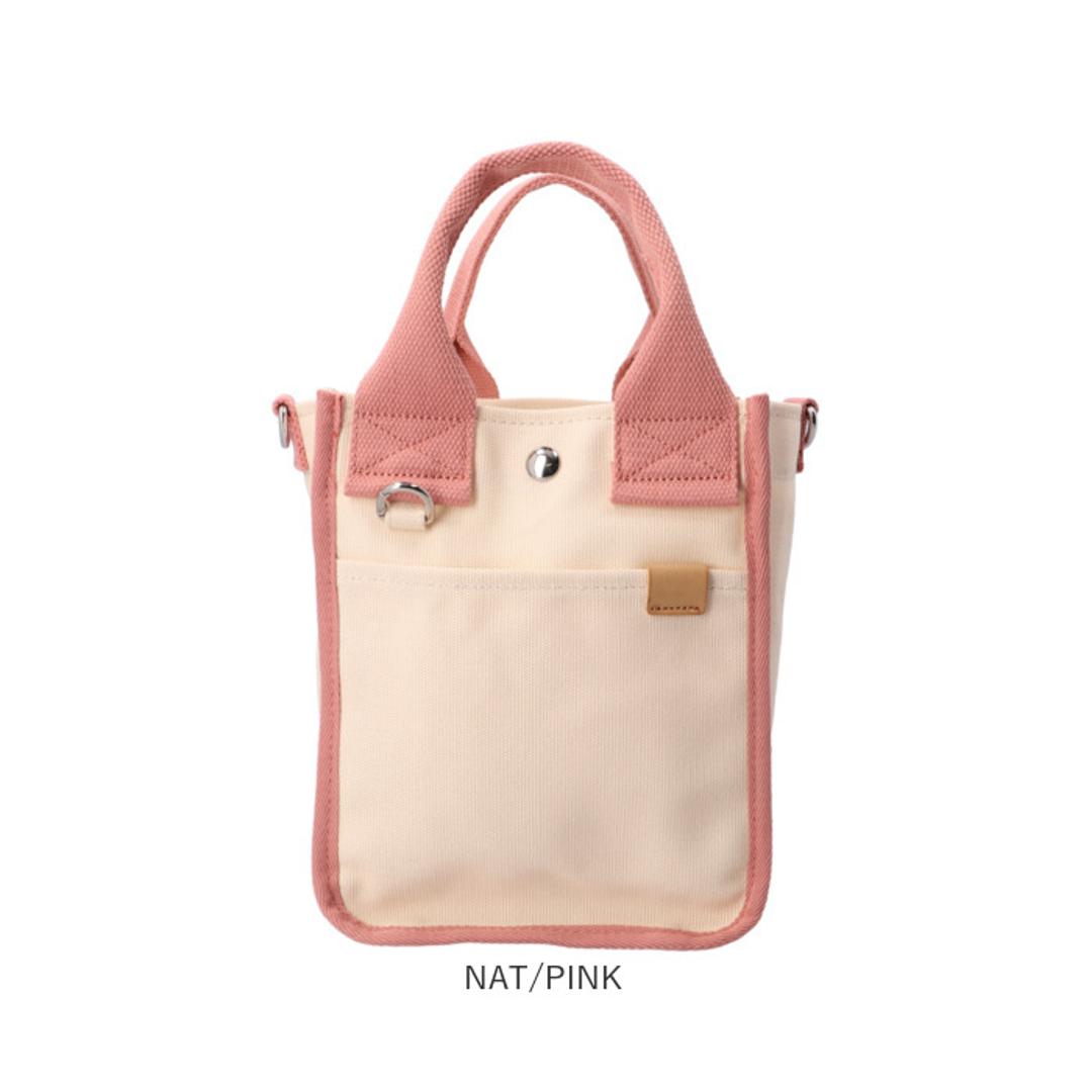 dot&stripe トート ミニ キャンバス 通販 ミニトート ミニトートバッグ ミニトートバック トートバッグ トートバック キャンバスバッグ キャンバスバック バッグ バック 仕切り ワンタッチ 小さめ 小さい かわいい ドットアンドストライプ シンプル NAT/BRN ・