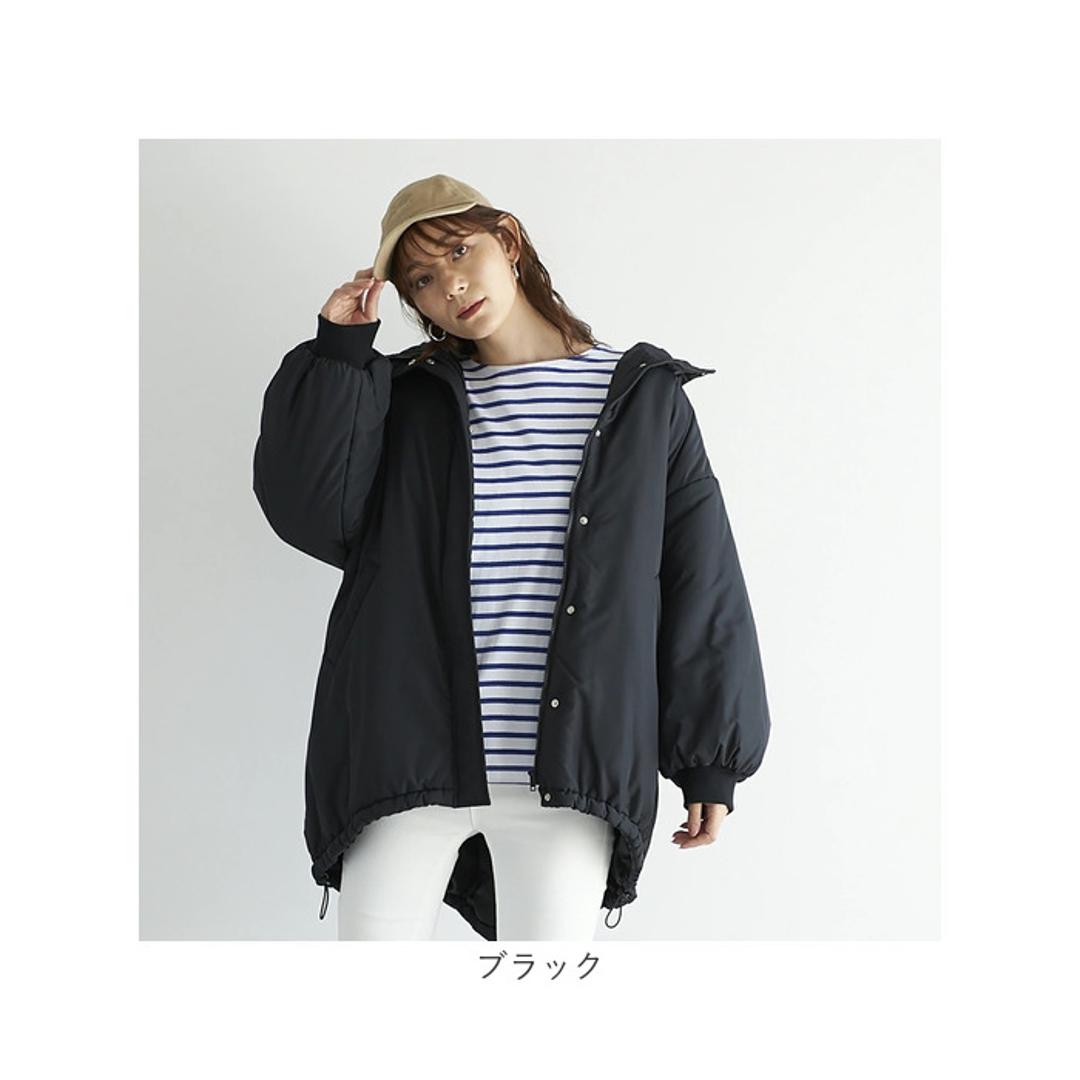 パーカーコート レディース 通販 パーカー コート ボリューム袖 アウター 中綿コート ミドル丈 ミディアム丈 ミドル丈中綿モンスターパーカー 秋 冬 秋冬 おしゃれ シンプル 女性 大人 かわいい カジュアル 通勤 通学 レディースファッション グレージュ Mサイズ