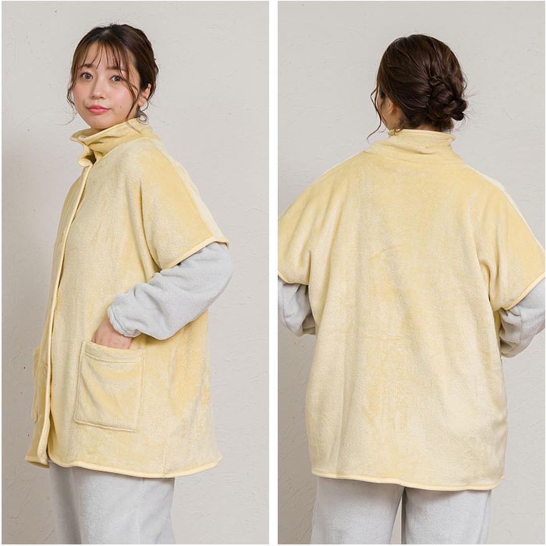 ブランケットローブ ショート丈 通販 ローブ ブランケット レディース 前開き フロントボタン ルームウェア 暖かい ふわふわ もこもこ 防寒 羽織 あったか リラックス 部屋着 寒さ防止 おしゃれ かわいい やわらかい ゆったり カジュアル 短め 大人 01.ベージュ/A ・