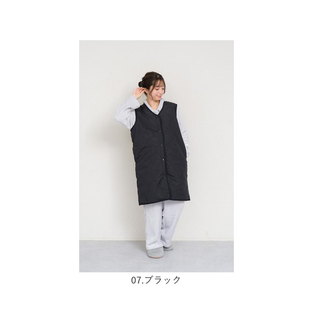 キルティングベスト レディース 通販 ジレ ロングジレ 前開き フロントボタン ノースリーブ おしゃれ ロングベスト ロング丈 撥水 はっ水 トップス かわいい カジュアル 暖かい 防寒 シンプル 無地 体型カバー きれいめ 秋冬 アウター 大人 オフィス 羽織 04.グレージュ ・