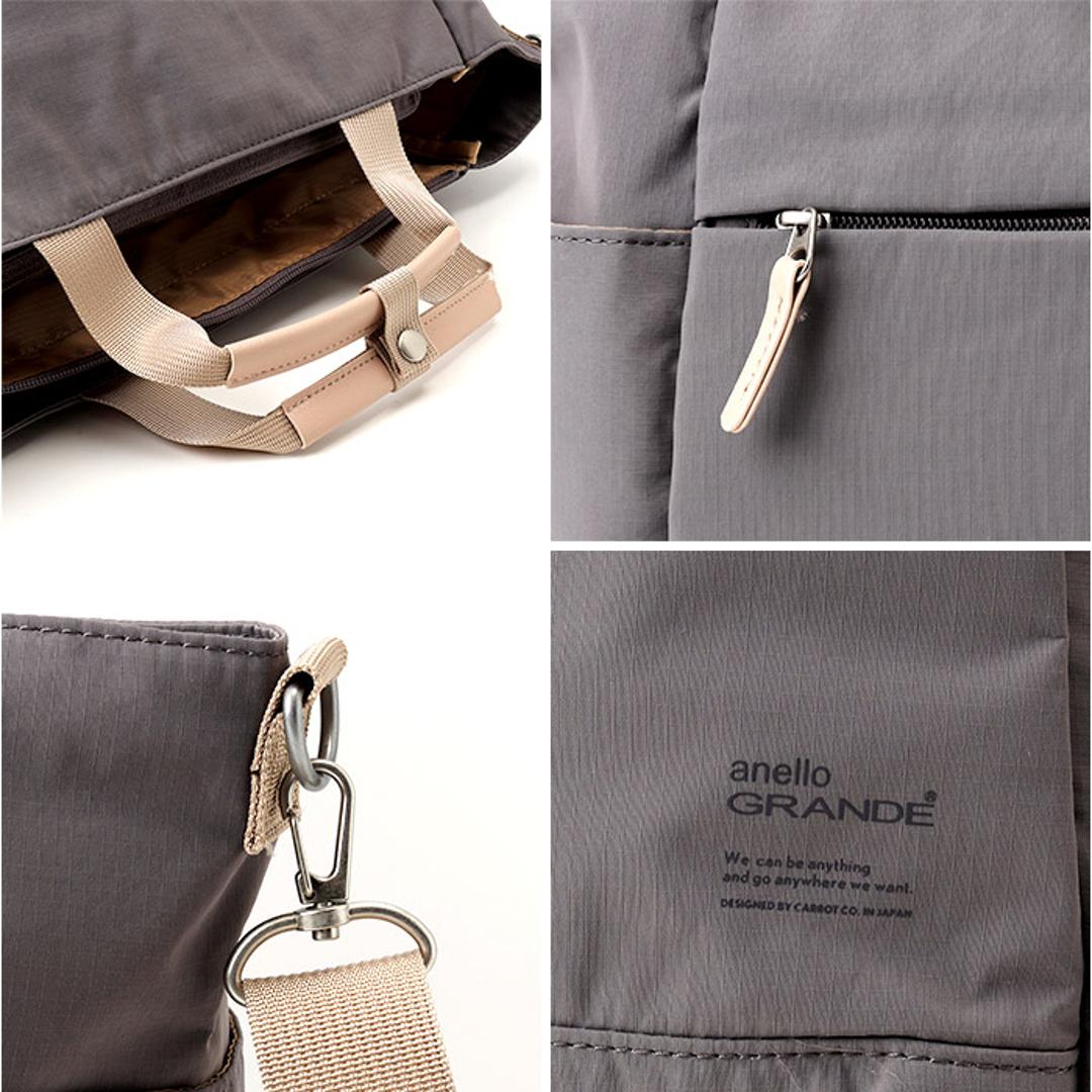 アネログランデ トートバッグ GTM0973 anello GRANDE 通販 ショルダーバッグ マザーズバッグ 2way トートバック 斜めがけバッグ 肩掛け ナイロン レディース メンズ A4 通勤 通学 撥水 10ポケット 軽量 軽い SABLE BK.ブラック ・
