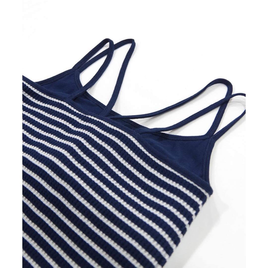 JEMORGAN サーマル レディース 通販 ジェーイーモーガン JE793-29S ボーダーブラキャミソール キャミソール ブラキャミソール キャミ ブラキャミ ワッフル インナー トップス 細ボーダー パック入り おしゃれ シンプル レディースファッション ナチュラル×杢チャコール(05) ・