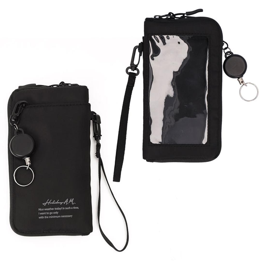 スマホショルダー 財布 通販 スマホ ポーチ ショルダー メンズ レディース スマホポーチ ネックポーチ 斜めがけ 首かけ 肩掛け おしゃれ シンプル お財布ポシェット お財布ショルダー お財布ポーチ 旅行 トラベル ブラック ・