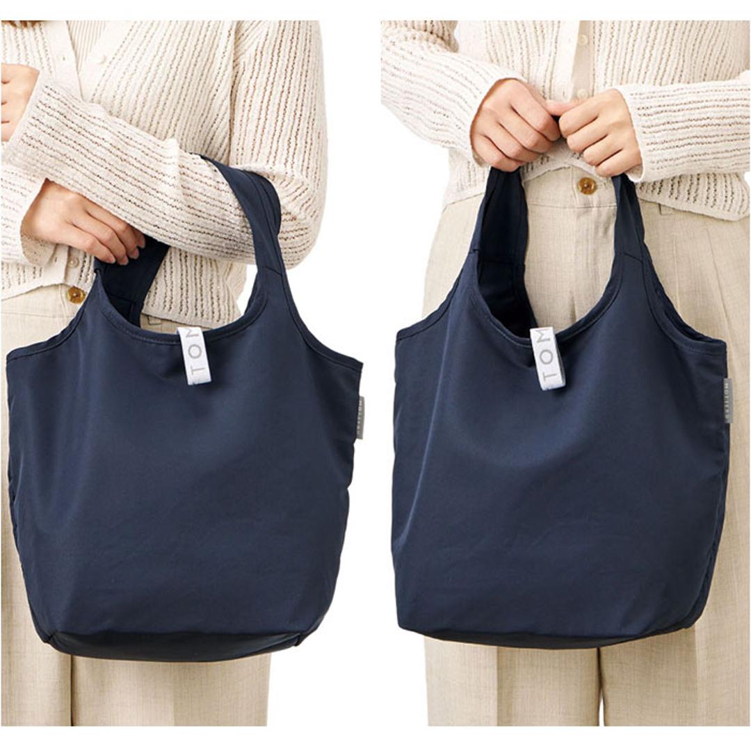 MOTTERU モッテル エコバッグ 折りたたみ 通販 エコバック コンパクト おりたたみ 折り畳み 買い物バッグ 買い物バック 入れやすい 出しやすい 使いやすい トート 手提げ クルリト 保冷バッグ 保冷バック 約13L 日常使い シンプル 無地 ネイビー ・