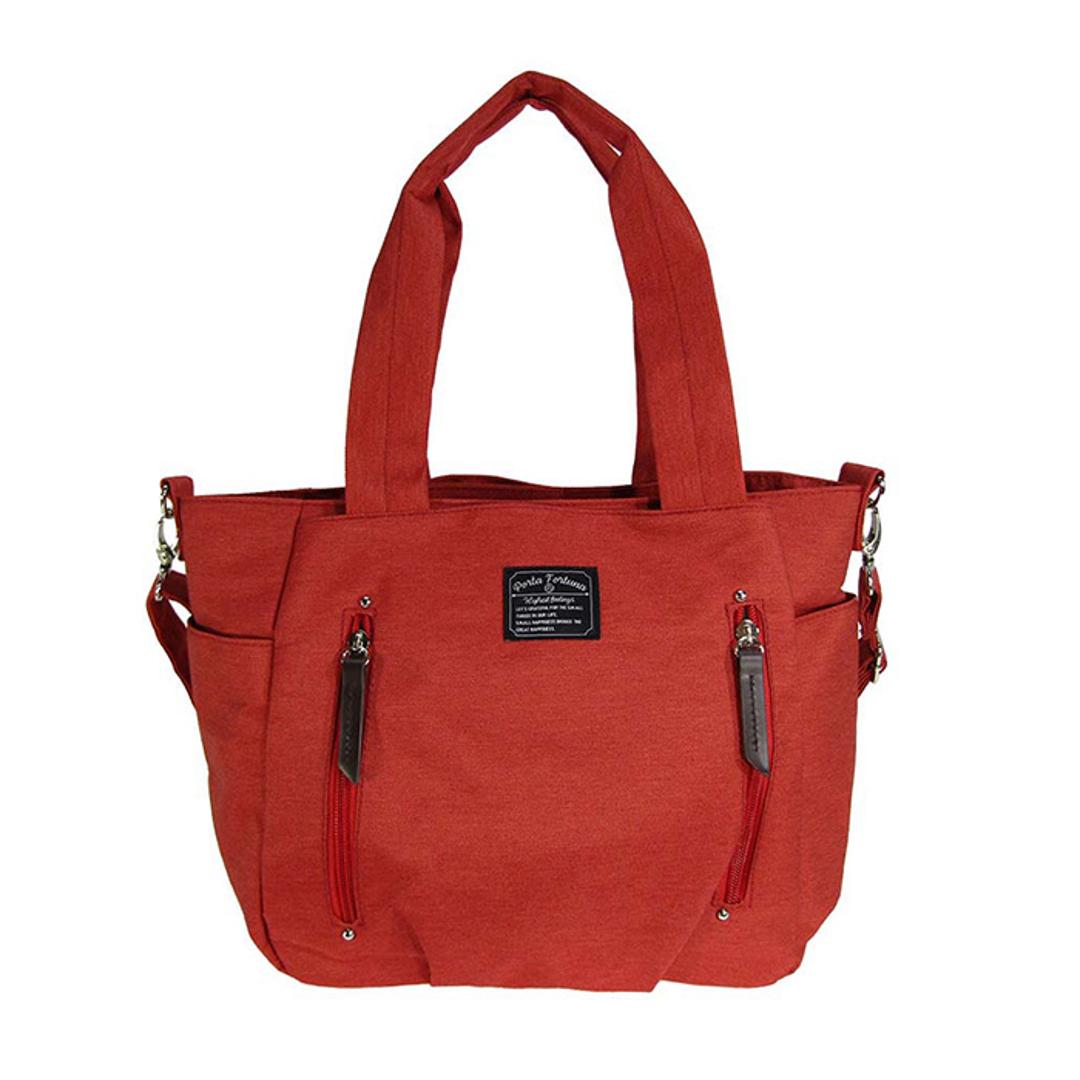トートバッグ レディース 軽量 通販 ショルダーバッグ トート ショルダーベルト 肩掛け 肩かけ バッグ バック 鞄 かばん カバン 2way メンズ Porta Fortuna 4509 優美社 小物収納 ポケット 旅行 シンプル かわいい おしゃれ レッド ・