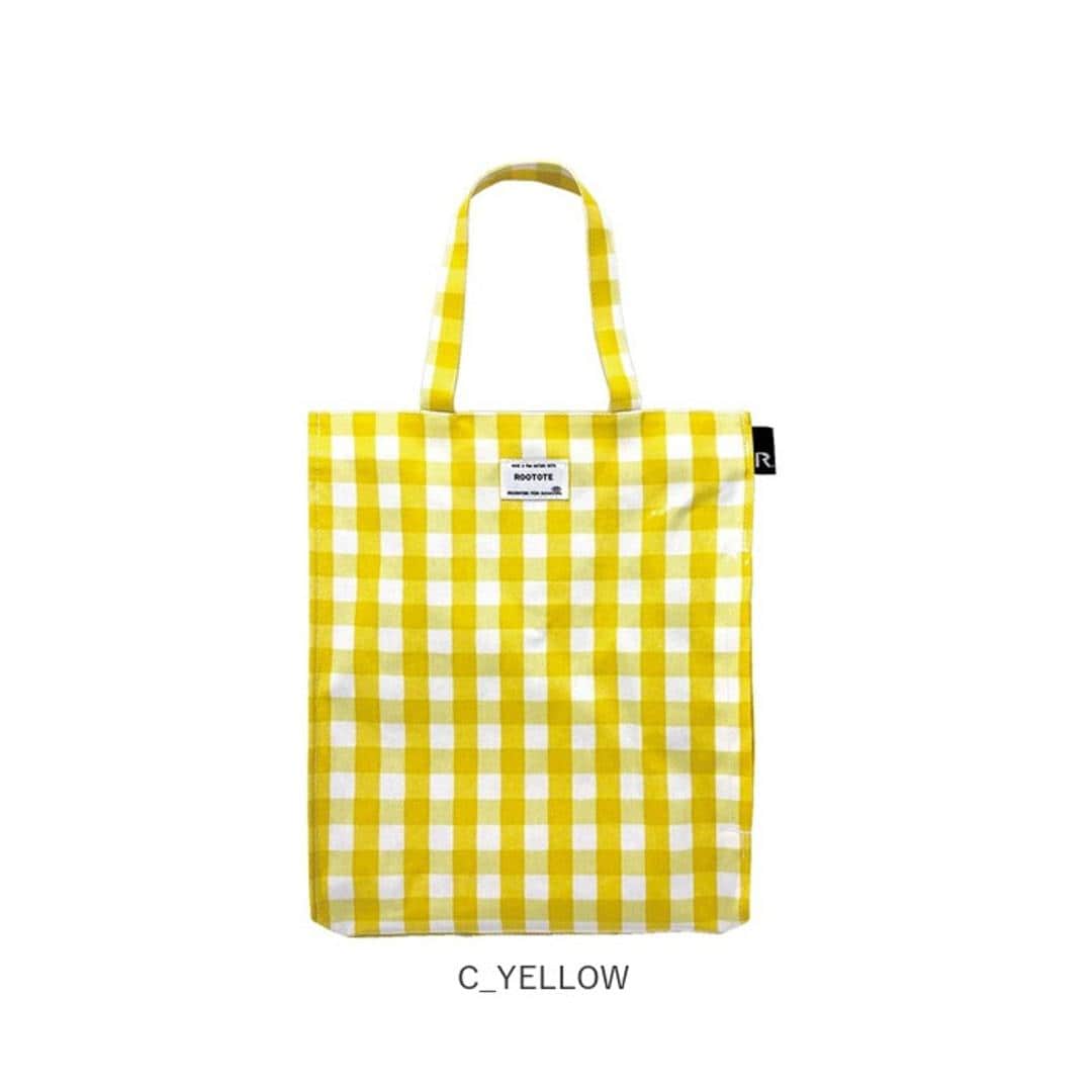 ルートート トートバッグ ラミネート ROOTOTE 1028 通販 トートバック レッスンバッグ A4 縦型 縦長 レディース 通学 通勤 手提げバッグ 手提げかばん 手提げカバン 手提げ鞄 かわいい おしゃれ チェック ギンガムチェック A-quatre C_GREEN ・