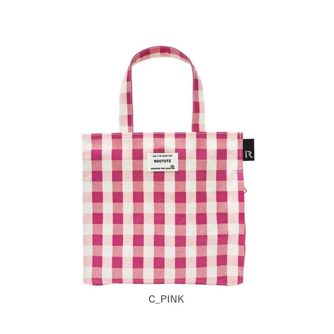 ルートート トートバッグ ラミネート ROOTOTE 1029 通販 トートバック トート バッグ 小さめ レディース 通学 通勤 ランチバッグ ランチトート 手提げバッグ 手提げかばん かわいい おしゃれ チェック ギンガムチェック SQUARE スクエア C_GREEN ・