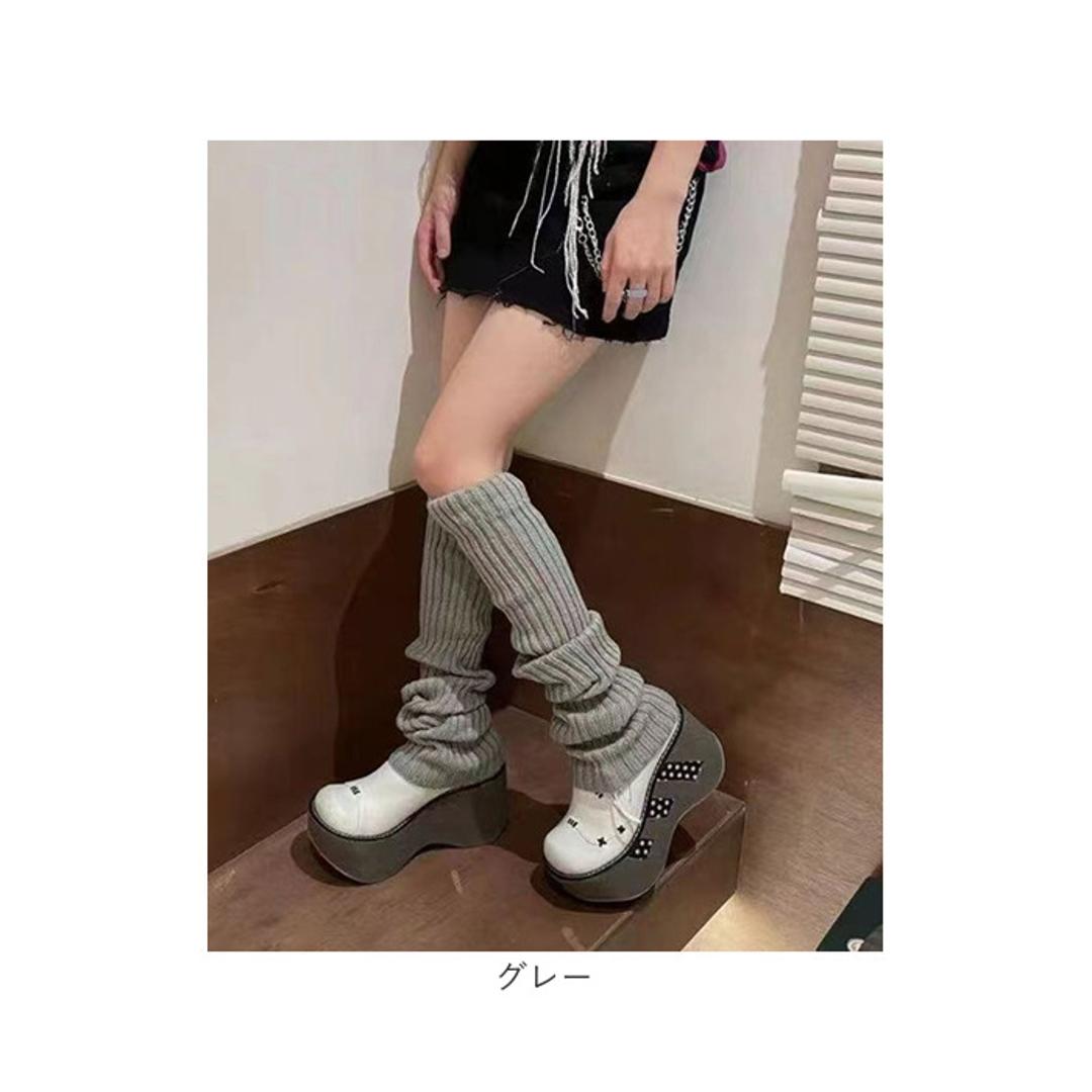 レッグウォーマー 45cm 通販 ニットレッグウォーマー レッグ ウォーマー レッグウオーマー レッグウェア 足首ウォーマー ニット diamond hearts ダイヤモンドハーツ レディース 靴下 ソックス ルーズソックス 防寒 秋冬 冷え対策 ブラック ・