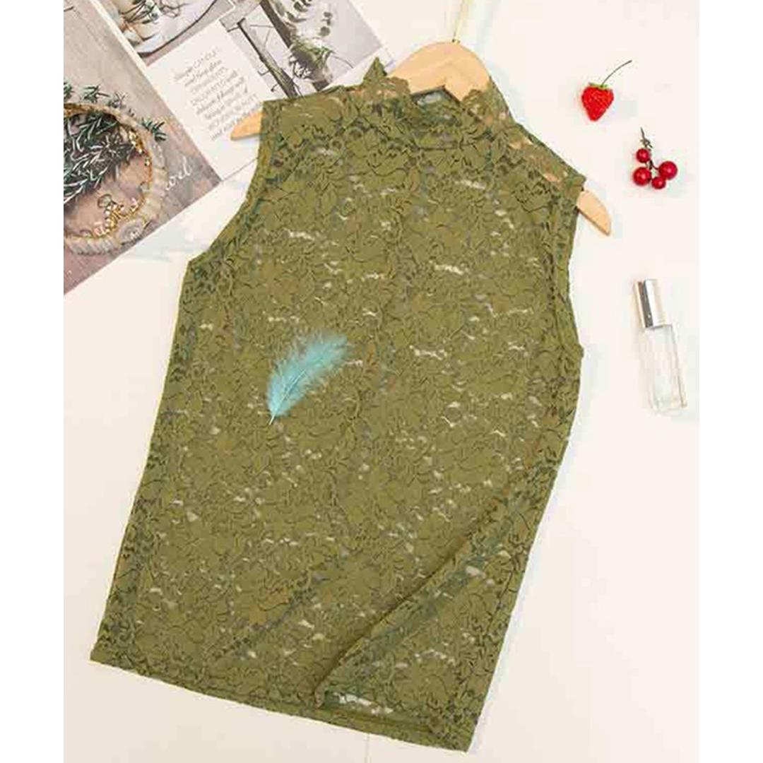 ハイネック レース タンクトップ 通販 ノースリーブ 透け感 トップス ハイネックレースインナー 袖なし 総レース レディース 大人 かわいい きれいめ 上品 セクシー おしゃれ シンプル 女性 top-076 ダイヤモンドハーツ Diamond Hearts ブラック Mサイズ