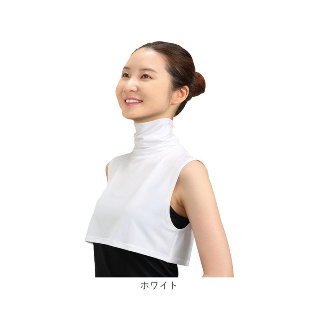 UV ネックカバー 通販 フィットスタイル Fit Style ネック カバー UVカット 接触冷感 レディース UV-389 付け襟タイプ UPF50+ つけ襟 付け襟 ハイネック デコルテ うなじ 首 モノトーン 暑さ対策用品 レディースファッション ブラック ・