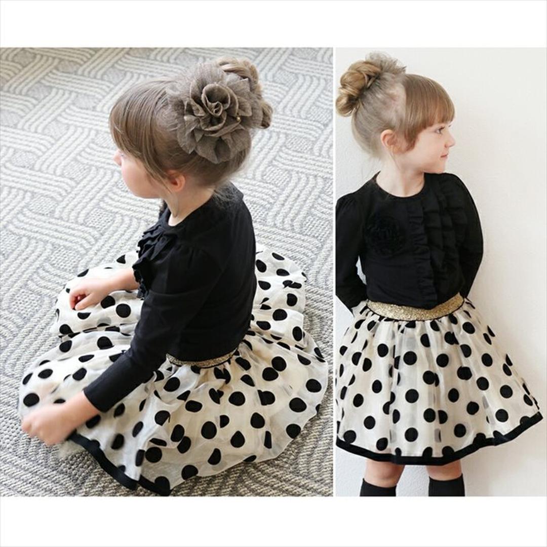 Rora スカート キッズ 女の子 通販 チュールスカート 10006023 ギャザースカート チュチュ 発表会 結婚式 卒園式 入学式 ドット 水玉 ウエストゴム ガーリー かわいい オシャレ 可愛い おしゃれ ボトムス 子ども服 子供服 キッズファッション BLACK 100cm