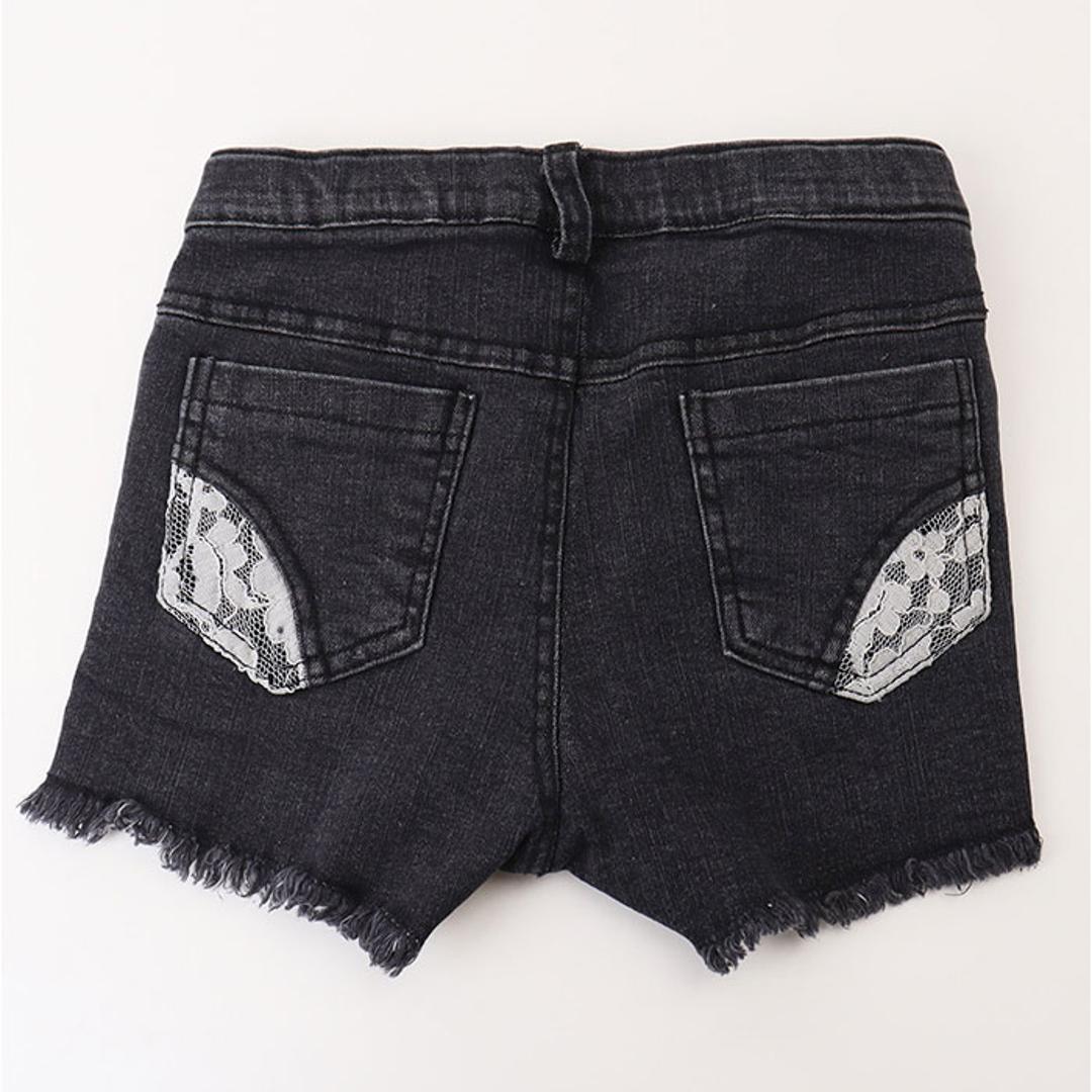 Rora ショートパンツ 通販 ローラ エステラ ハーフパンツ 短パン デニムパンツ デニム キッズ 子供 こども 子ども 女の子 女子 パール レース おしゃれ かわいい オシャレ 可愛い カジュアル ボトムス 子ども服 子供服 キッズファッション チャコールグレー 110cm