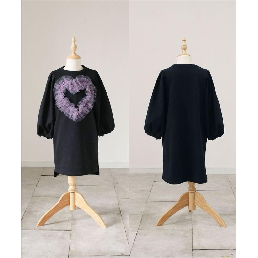 Rora ワンピース 通販 ムラサキ ハートワンピース 子供服 キッズワンピース 長袖 カジュアル ハート レース 女の子 キッズ 子供 こども 子ども お出かけ フォーマル おしゃれ かわいい オシャレ 可愛い オールインワン 子ども服 キッズファッション ブラック 110cm