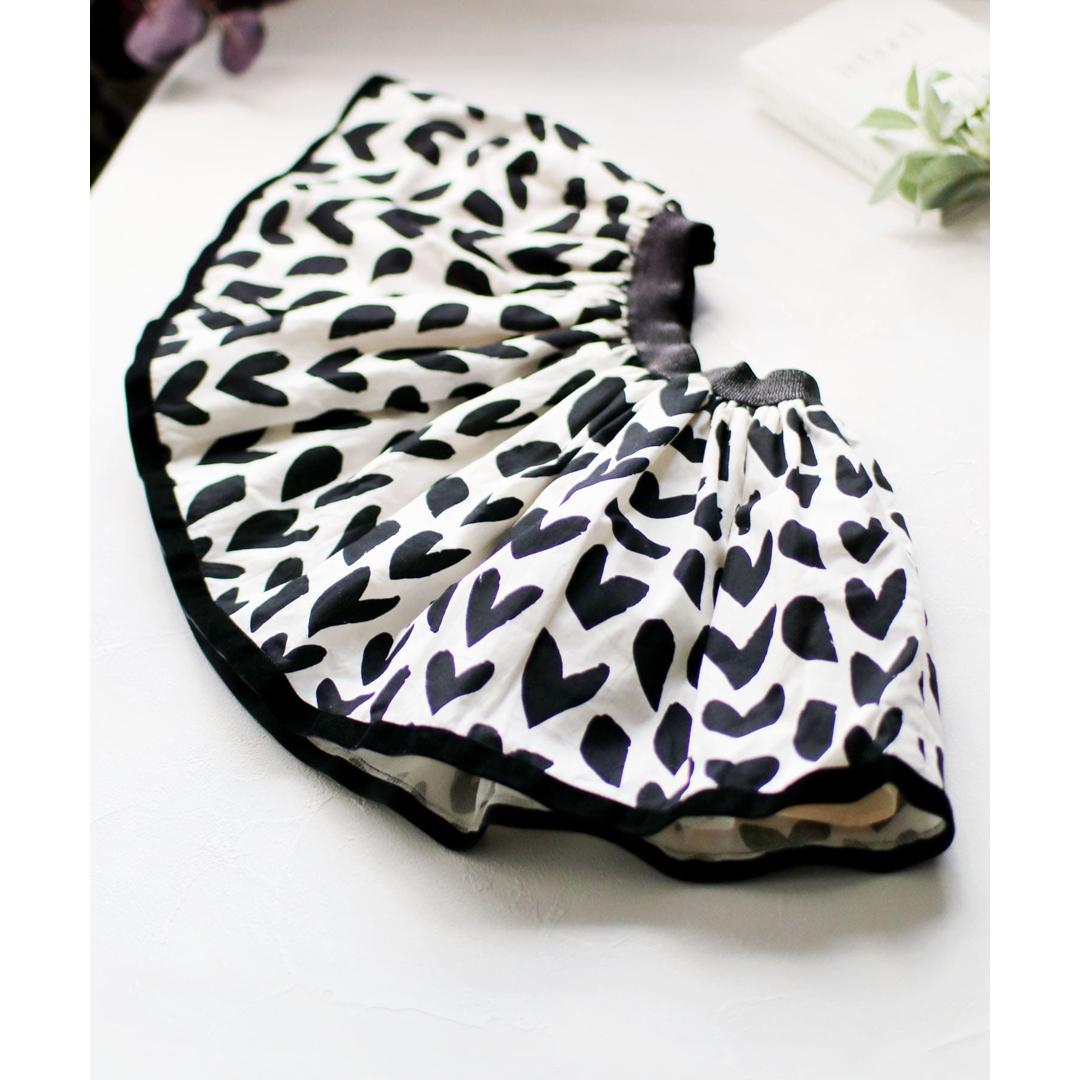 Rora 子供服 スカート 通販 アゲハ ハート柄スカート フレアスカート チュールスカート キッズ 女の子 女子 ハート カジュアル パーティー お出かけ 誕生日 記念日 かわいい オシャレ 可愛い おしゃれ ボトムス 子ども服 キッズファッション ブラック 110cm