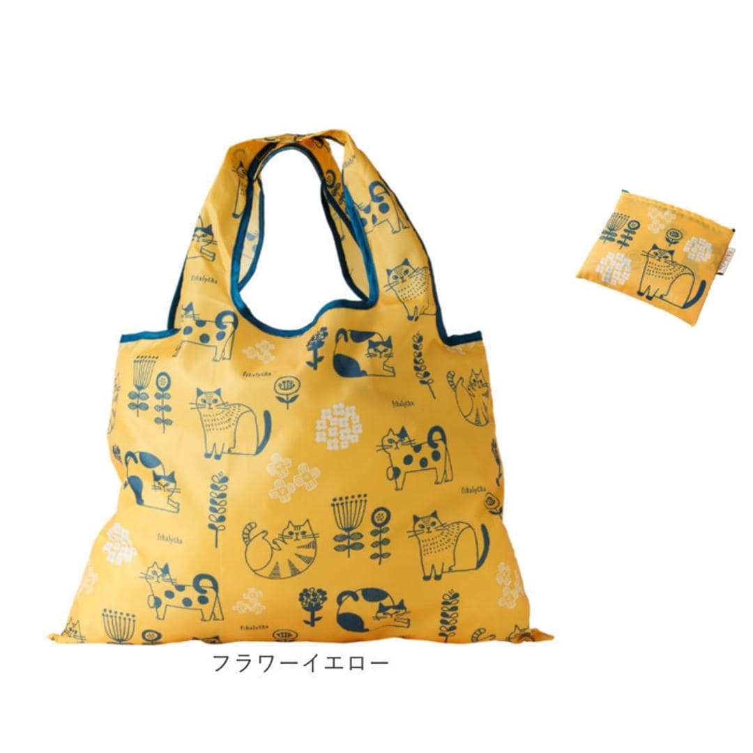 fikalycka エコバッグ フィーカリュッカ 通販 エコバック マイバッグ マイバック レディース 折りたたみ かわいい 2way マチ広 マチ付き コンパクト 可愛い おしゃれ 猫グッズ ネコ ねこ グッツ fika lycka 男女兼用バッグ フルーツグレー ・