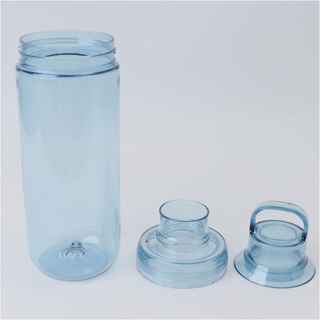 LIPPY ウォーターボトル 1L 通販 日本製 水筒 1000ml 1リットル マグボトル 直飲み水筒 クリアボトル 軽量 軽い 飲み口広い 洗いやすい 広口 手が入る tritan トライタン 通学 通勤 スポーツ ジム ヨガ サウナ 取っ手付き 大人用水筒 ブルー ・